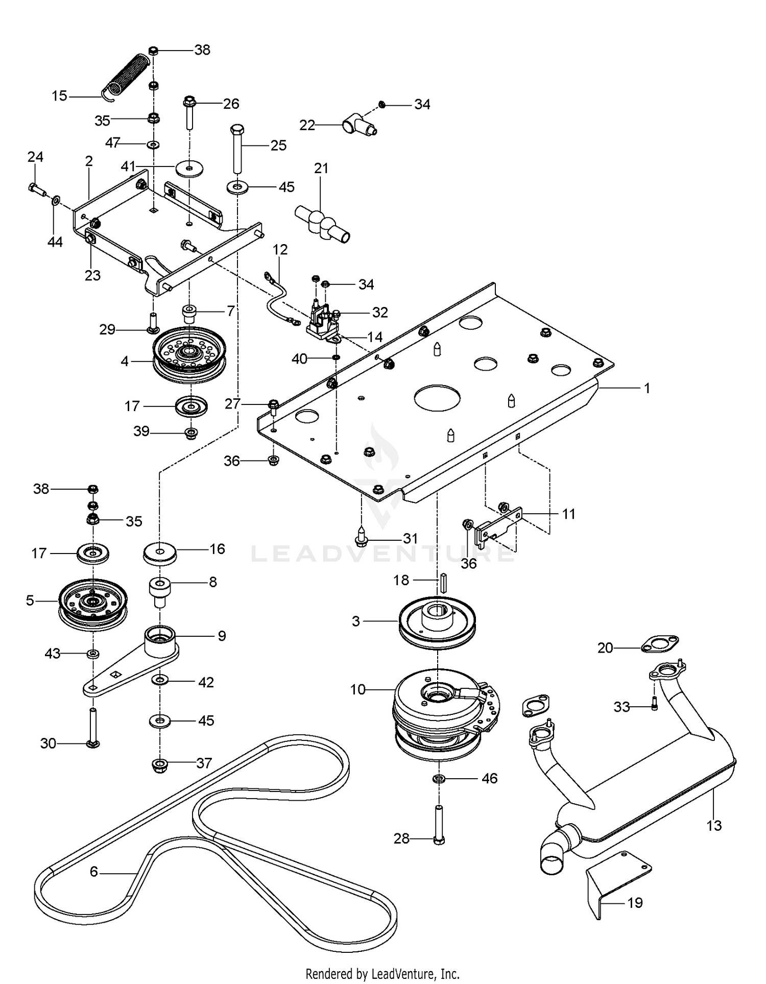 ENGINE MOUNTING, GUARDS & MUFFLER