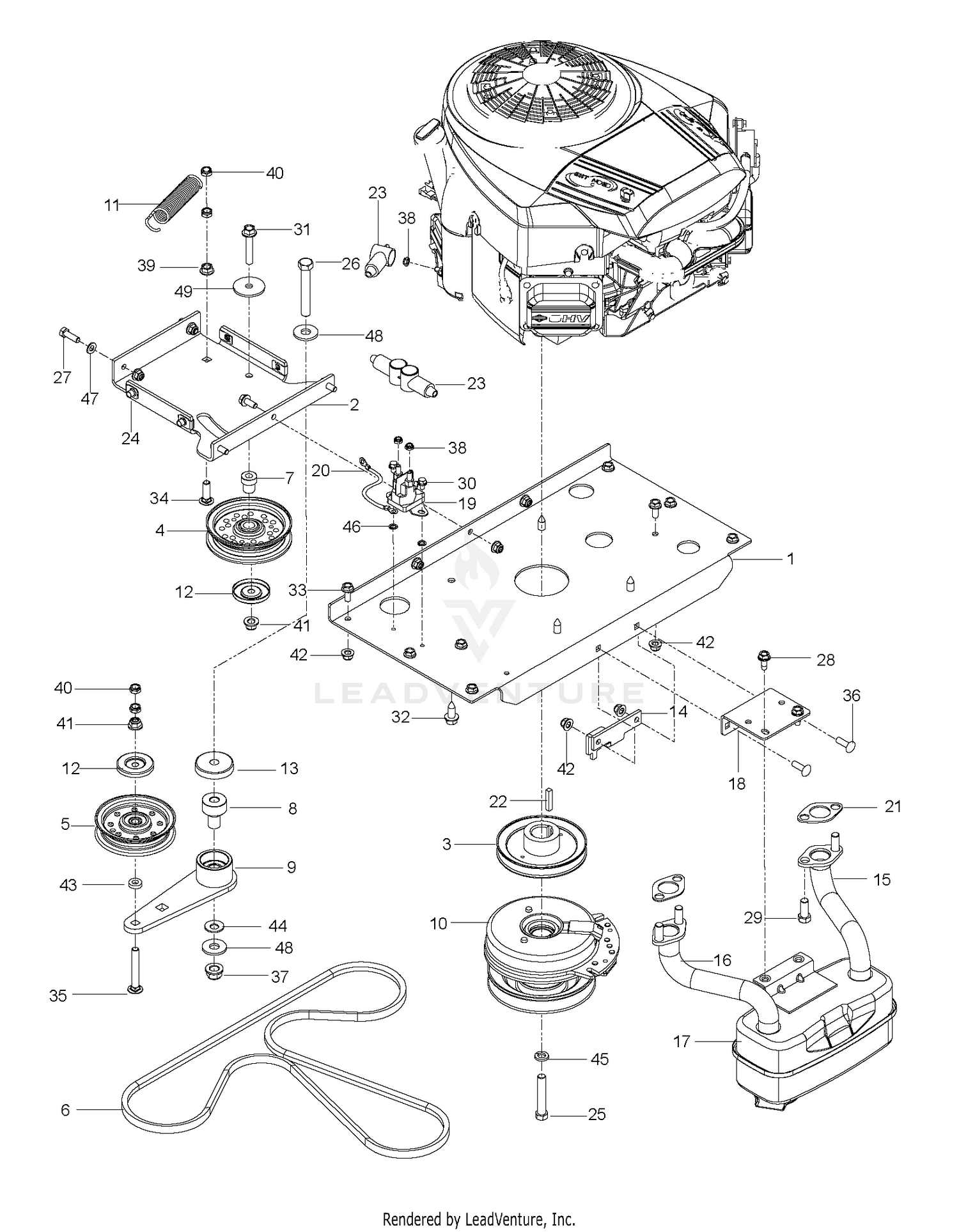 ENGINE MOUNTING, GUARDS & MUFFLER
