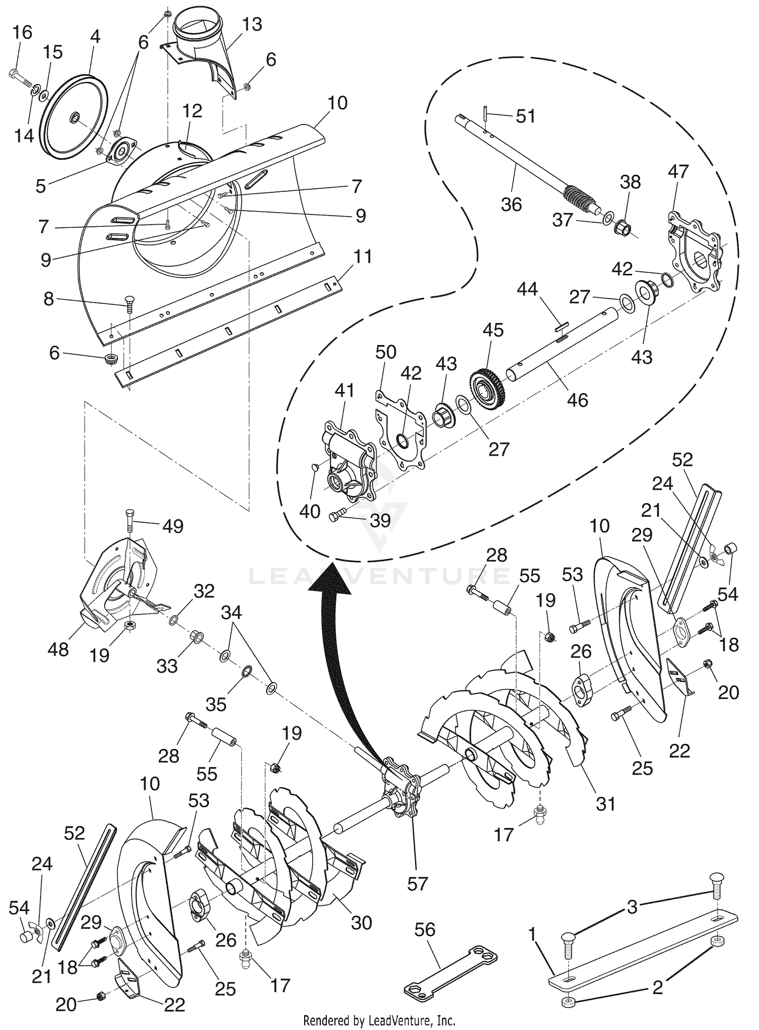 Repair Parts and Auger Housing / Impeller Assembly