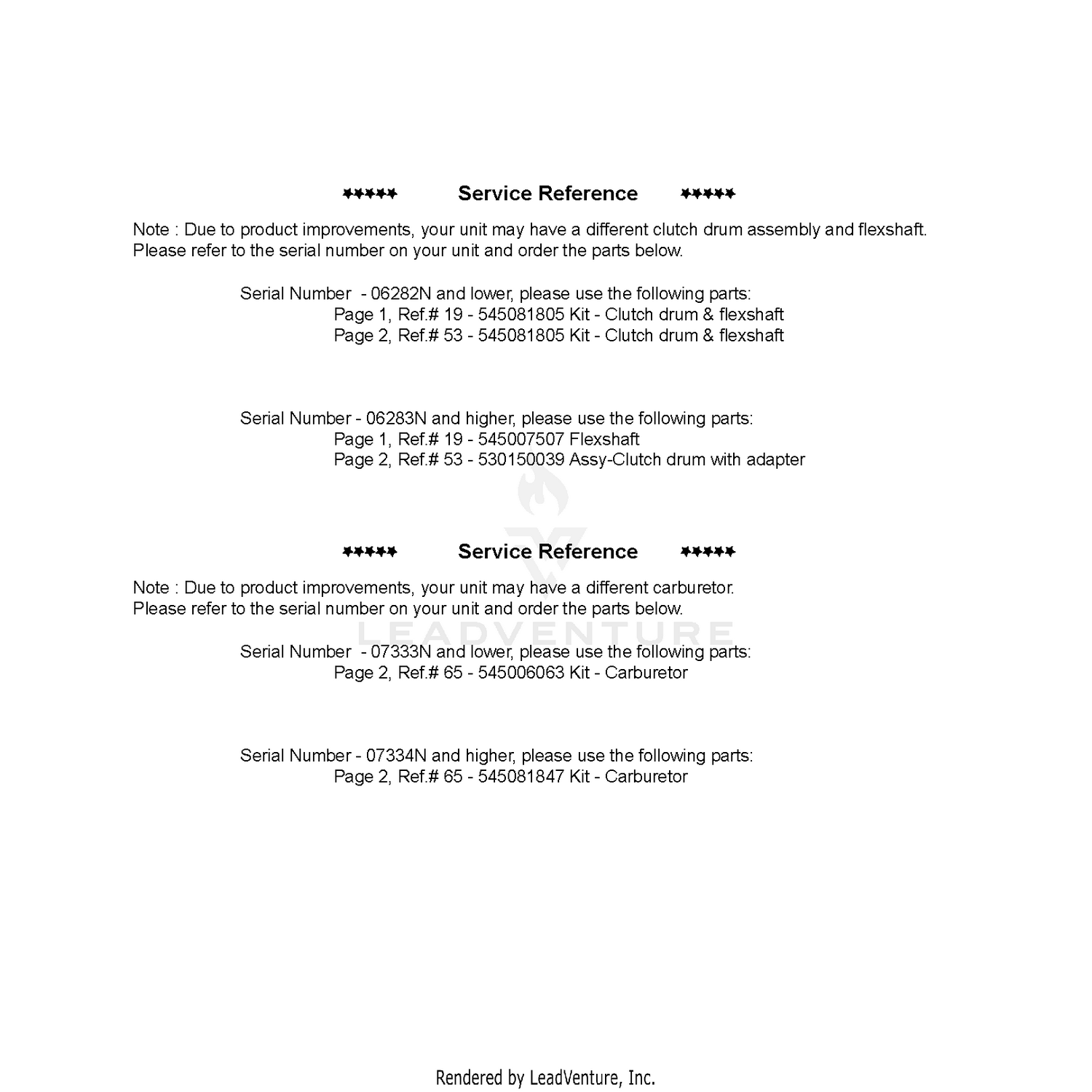 SERVICE UPDATES