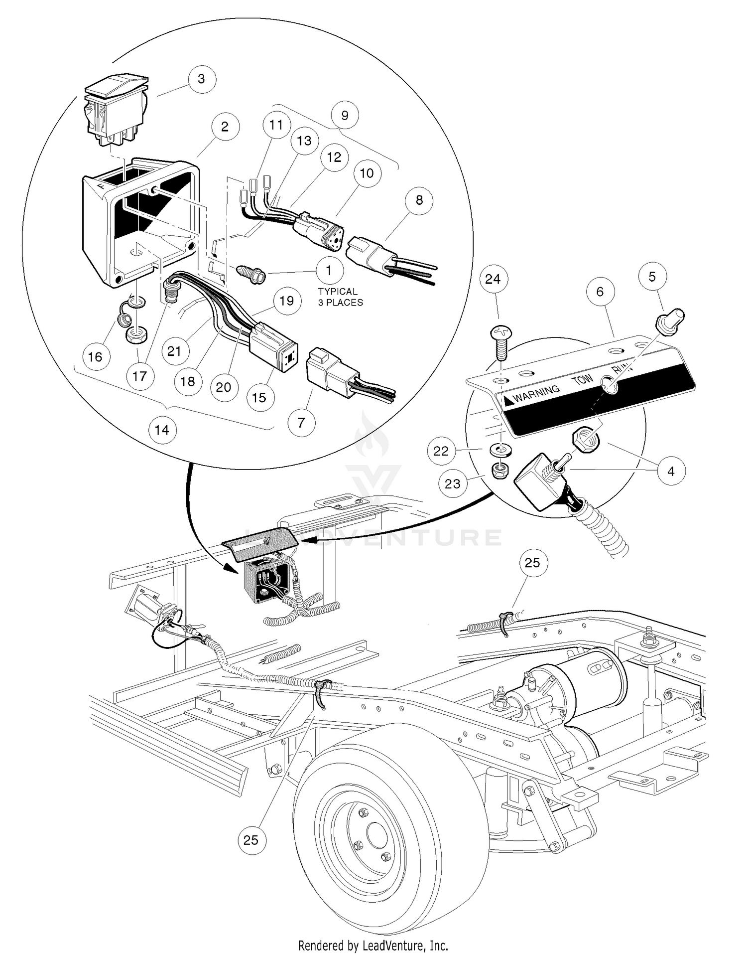 Forward/Reverse Switch, Tow/Run Switch