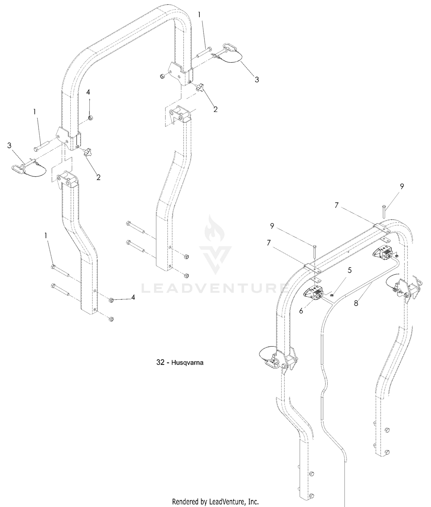 Protection Frame, Rollover Protection System (ROPS) and Light Kit