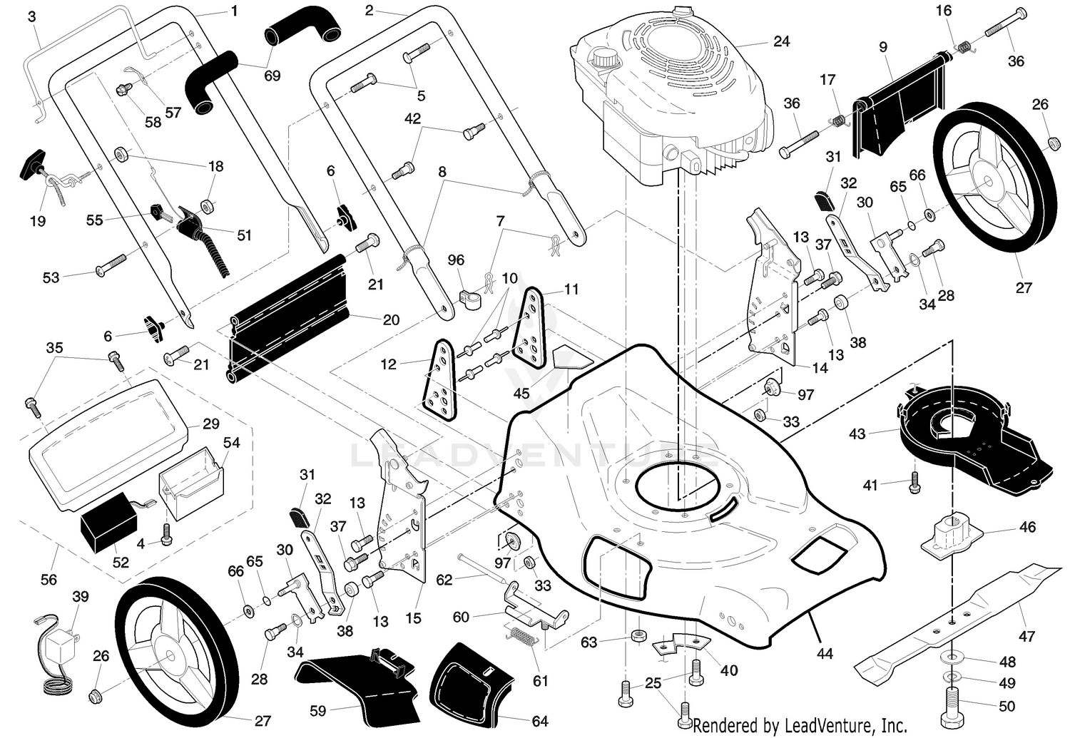 Walk Mower 67521 ES Repair Parts "A"