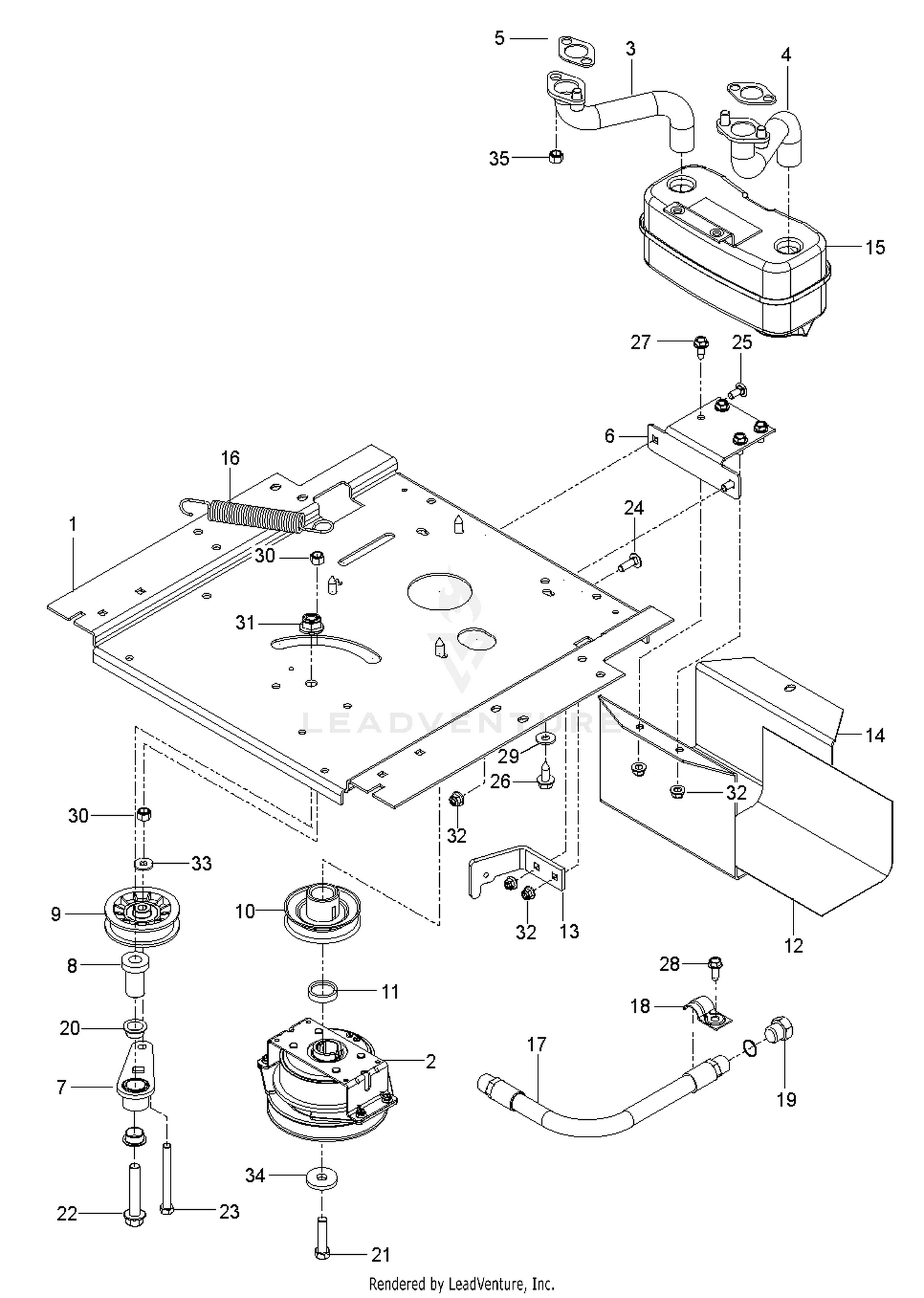 ENGINE MOUNTING, GUARDS & MUFFLER