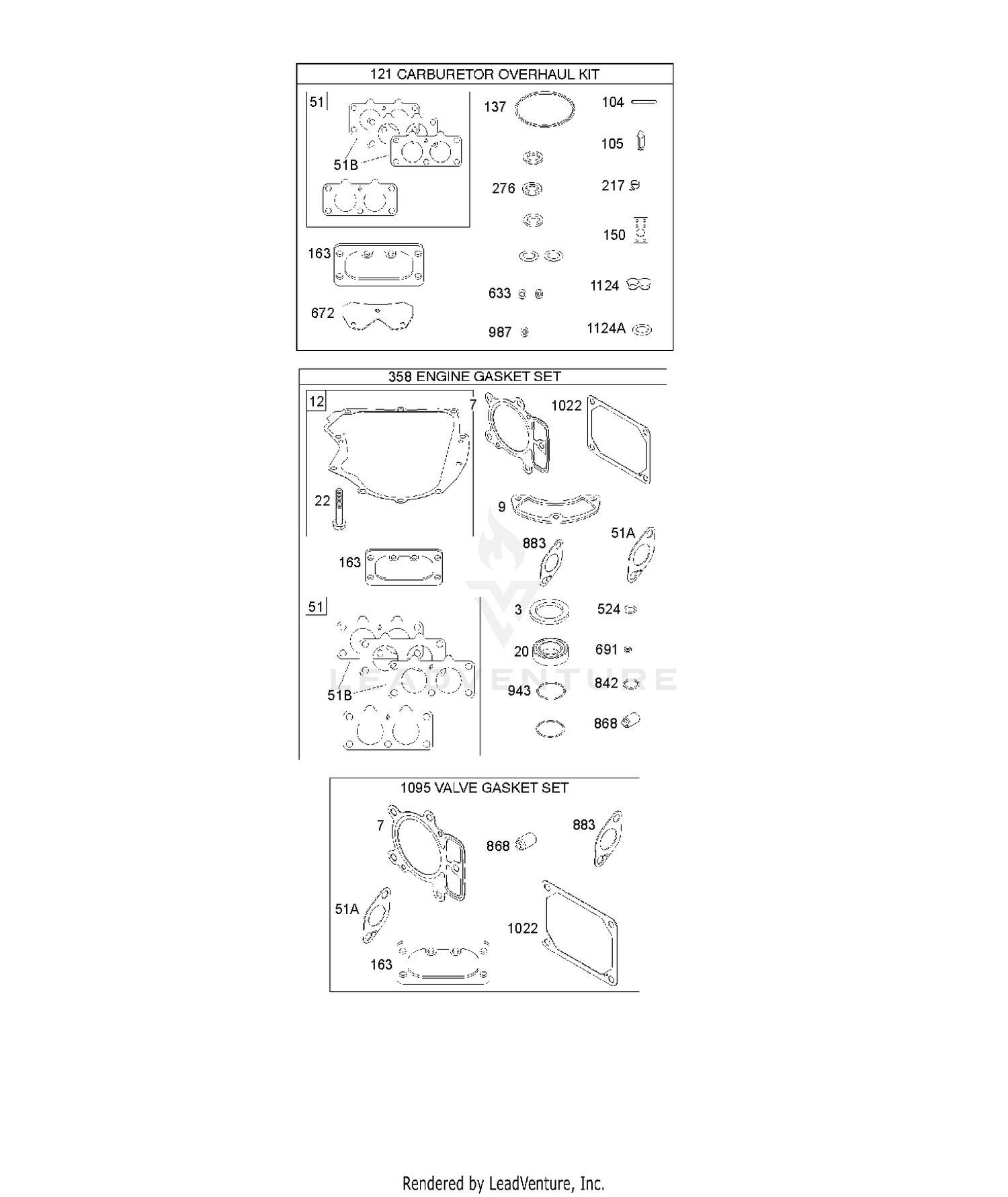 ENGINE/VALVE GASKET SET, CARBURETOR OVERHAUL KIT 8