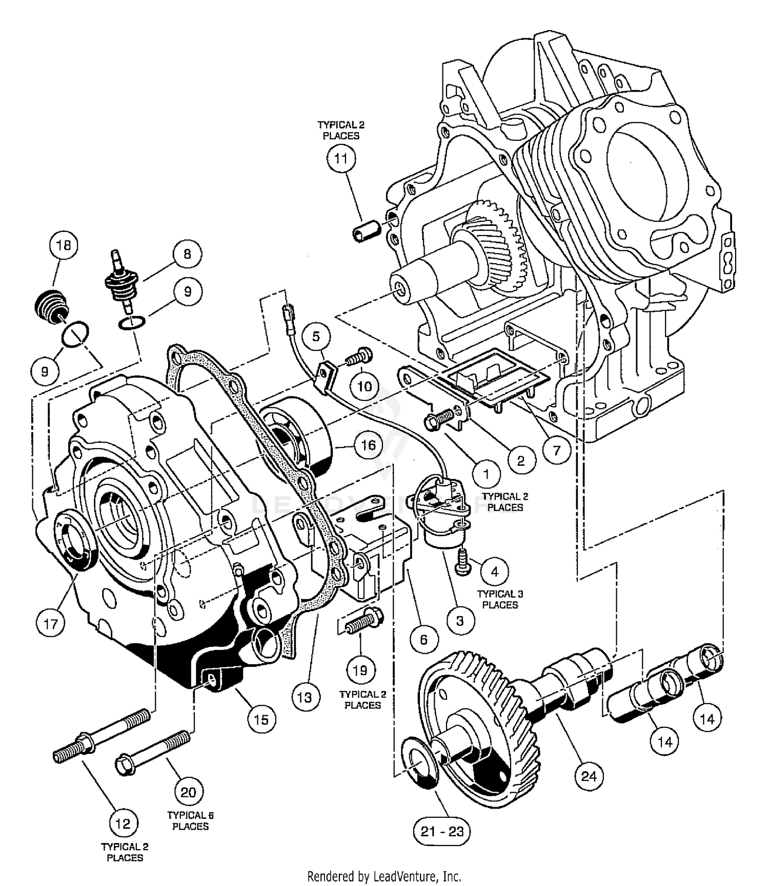 FE350 Engine - Crankcase, Camshaft, And Oil Sensor