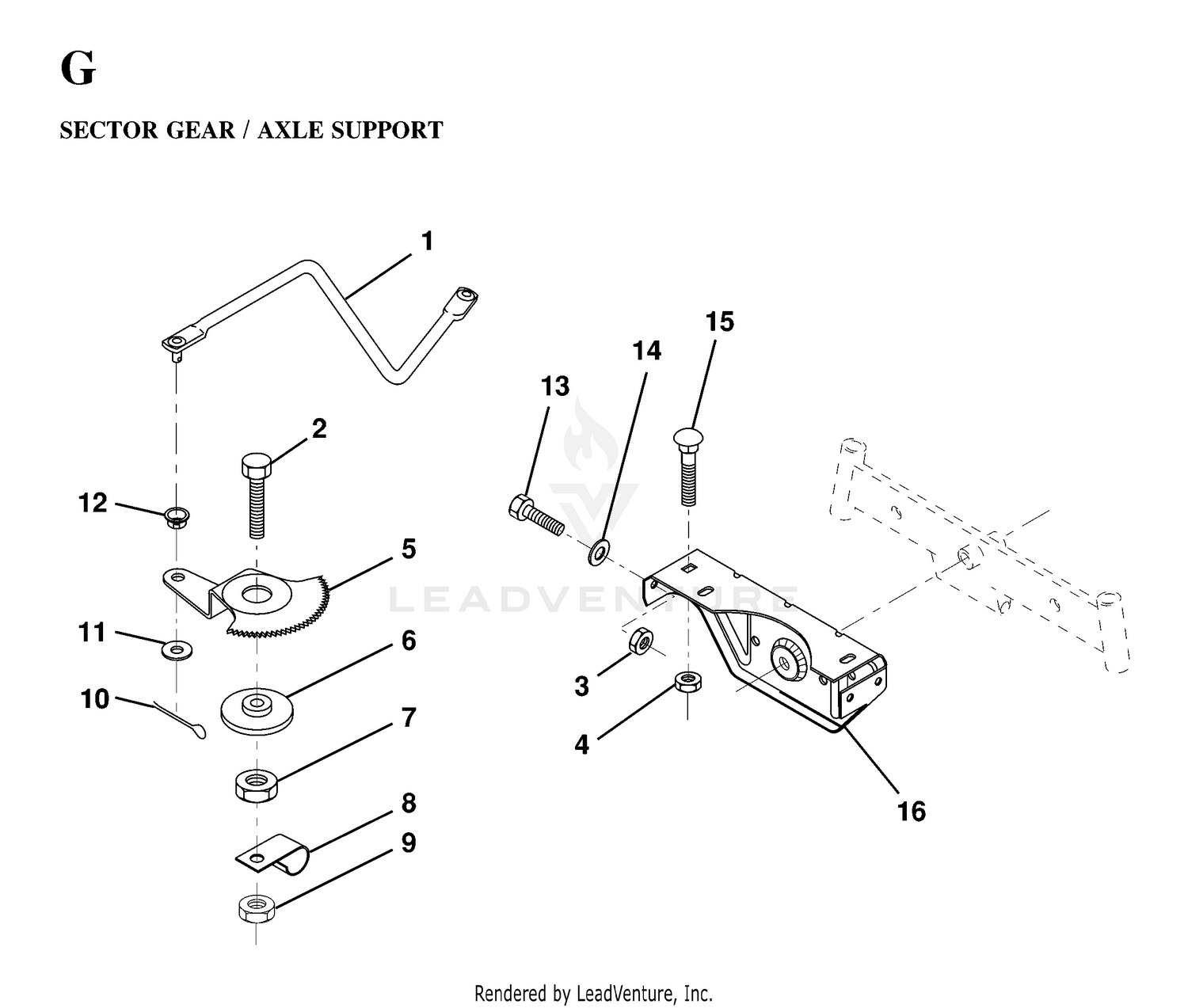 SECTOR GEAR / AXLE SUPPORT