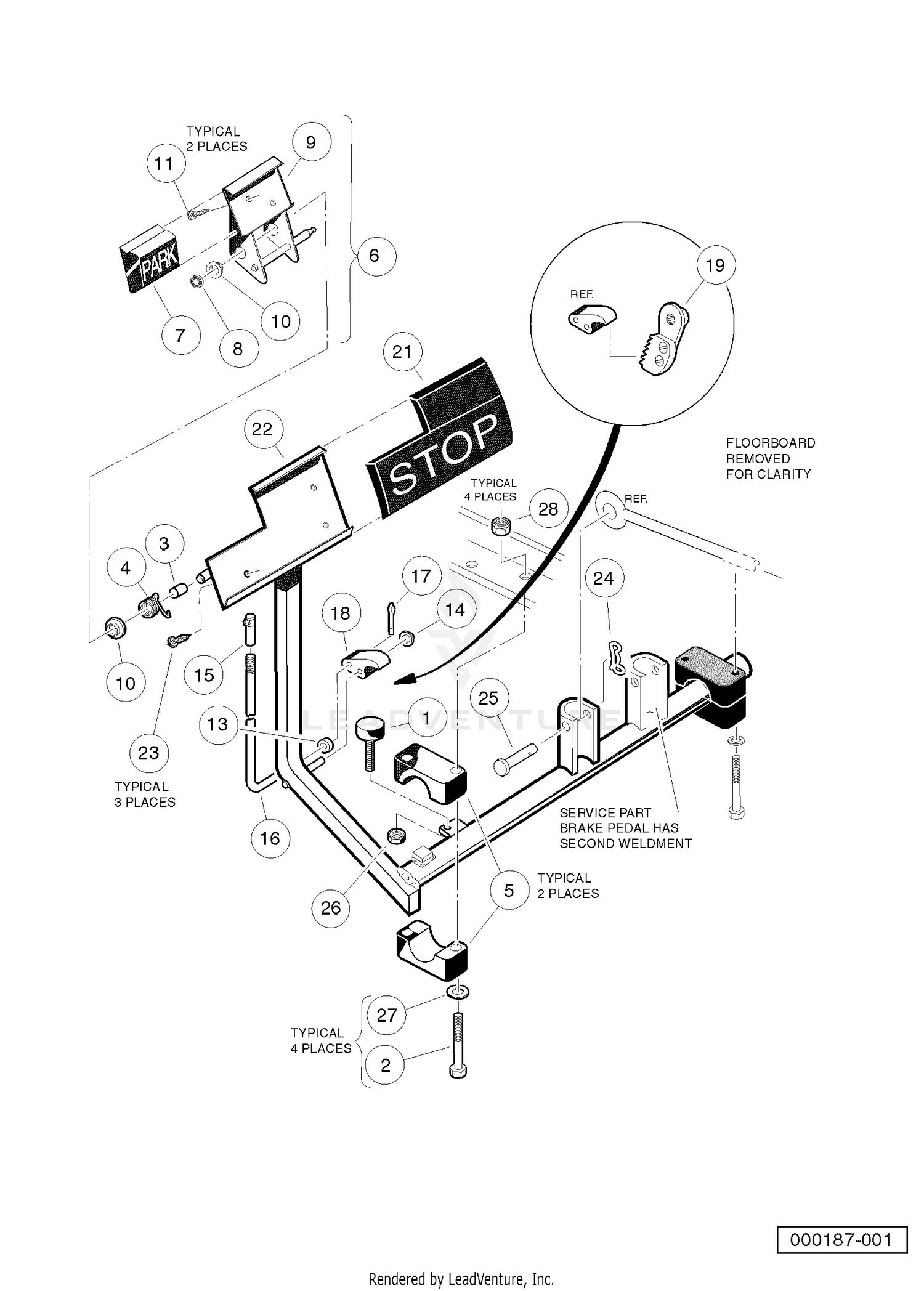 Brake Pedal Assembly - Vehicles with Two-Wheel Brakes
