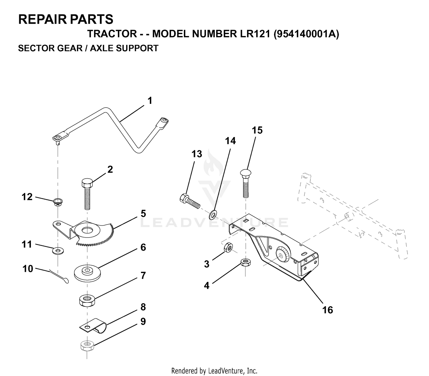 SECTOR GEAR / AXLE SUPPORT