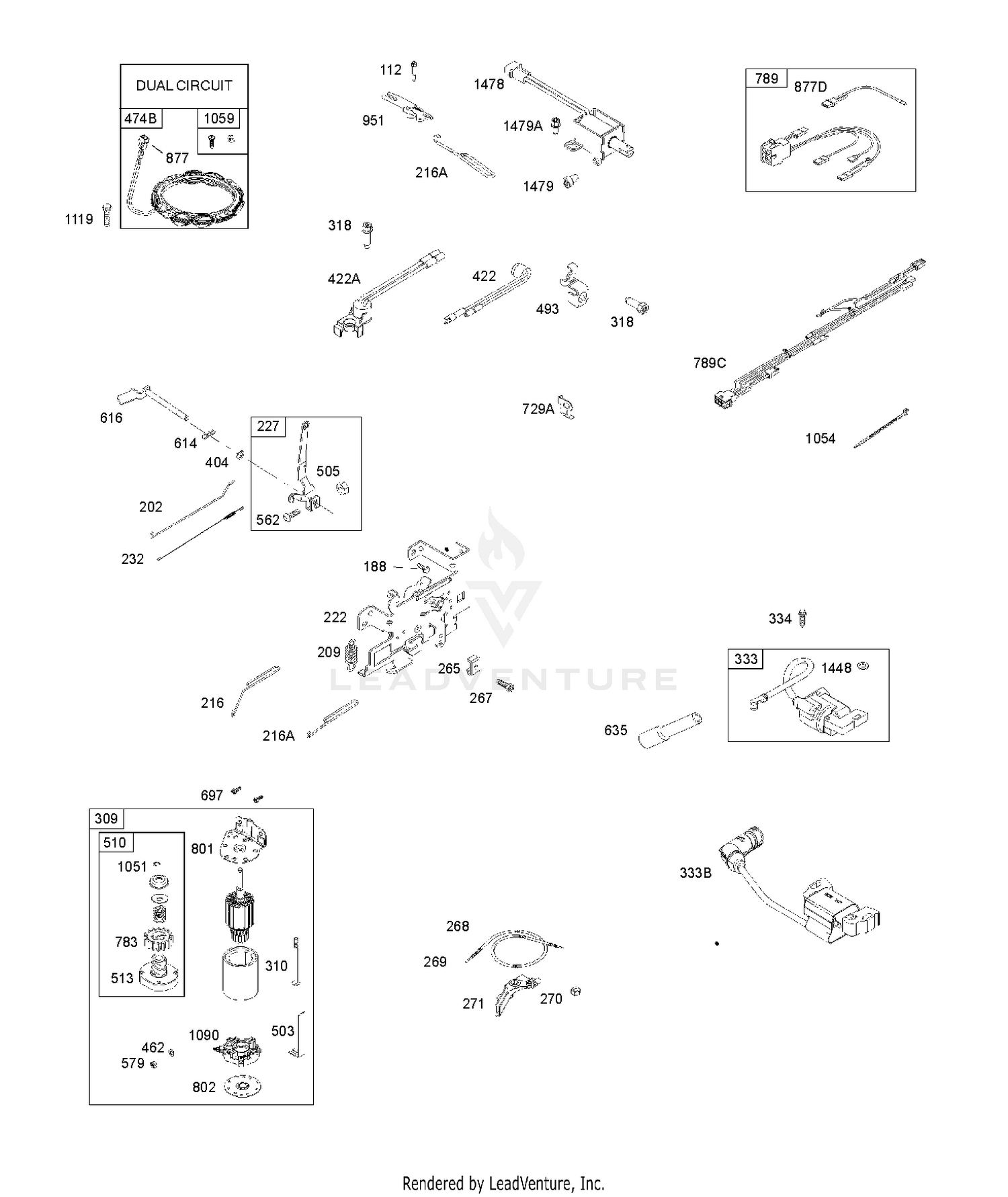 ALTERNATOR, CONTROLS, ELECTRIC STARTER, GOVERNOR SPRING, IGNITION 8