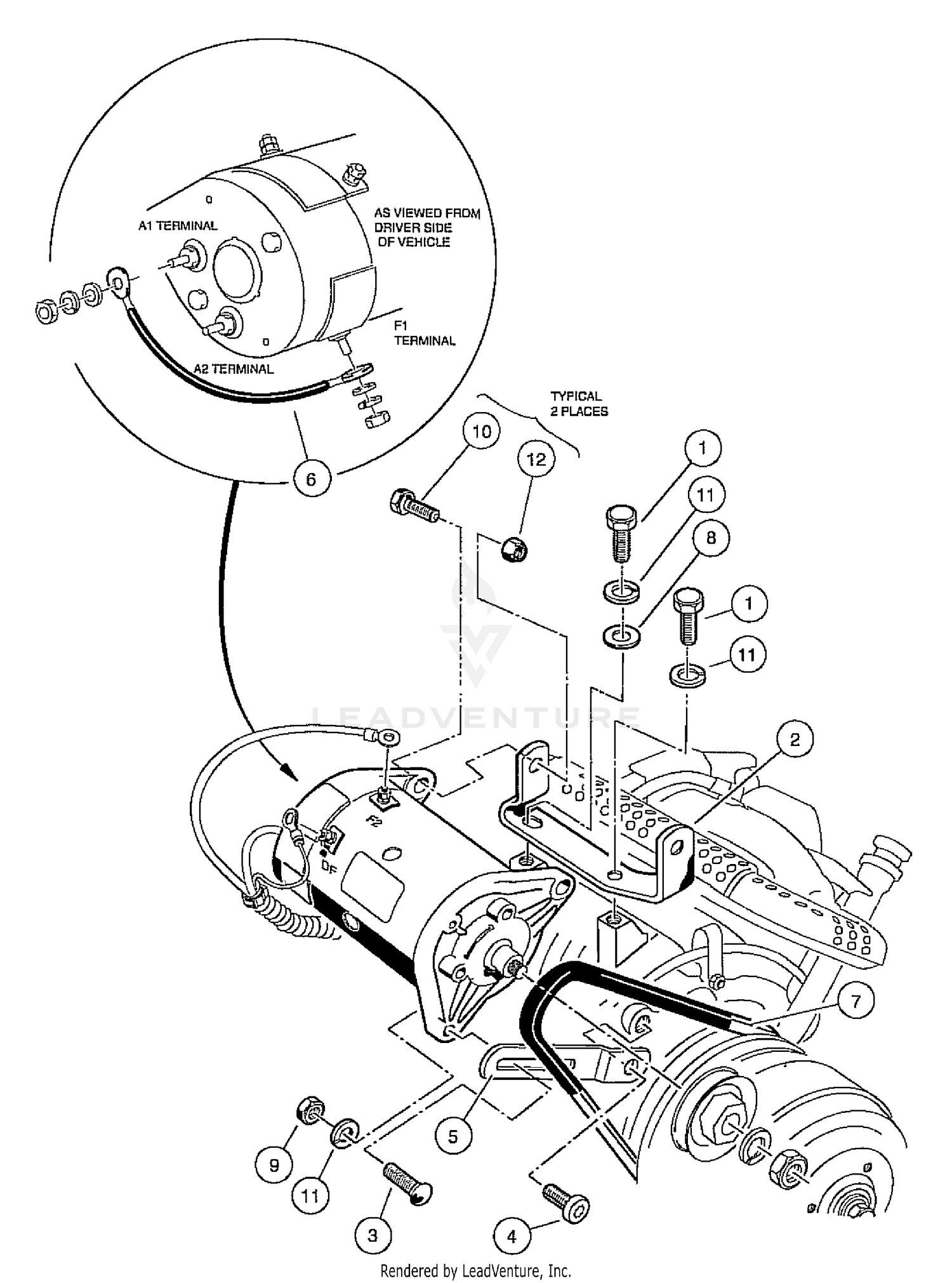 FE290 Starter/Generator Mounting - Gasoline Vehicle