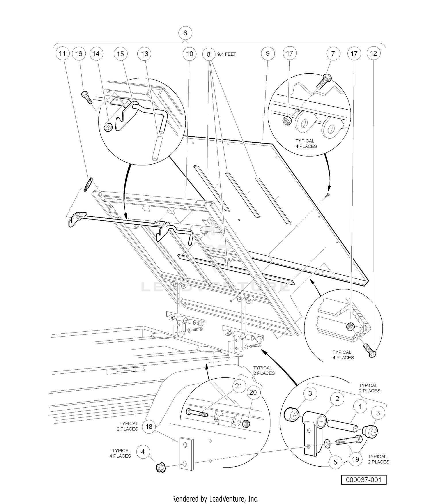 Tilt Bed, Hinge, and Latch