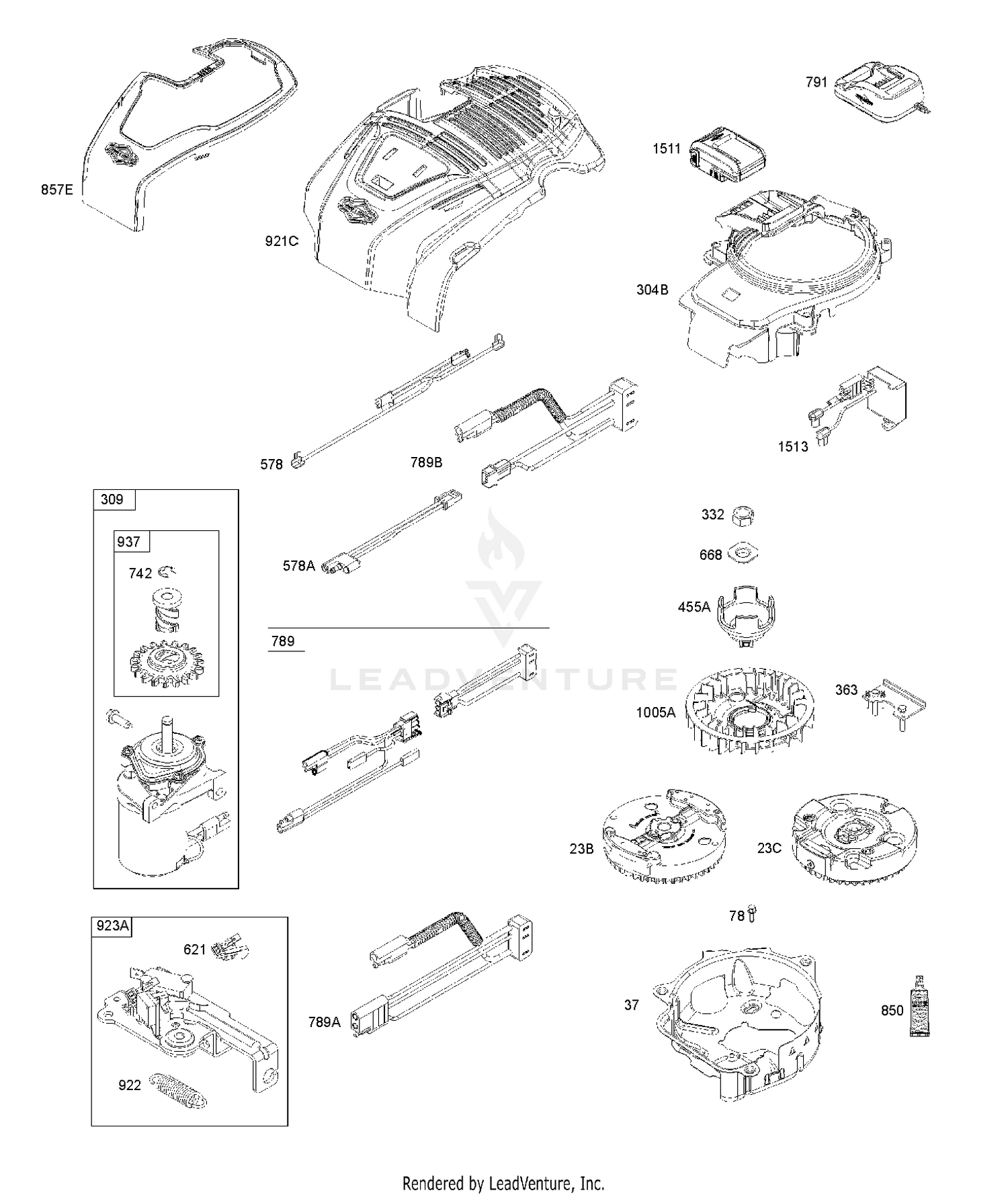 BLOWER HOUSING, CONTROLS, ELECTRICAL SYSTEM, FLYWHEEL 3