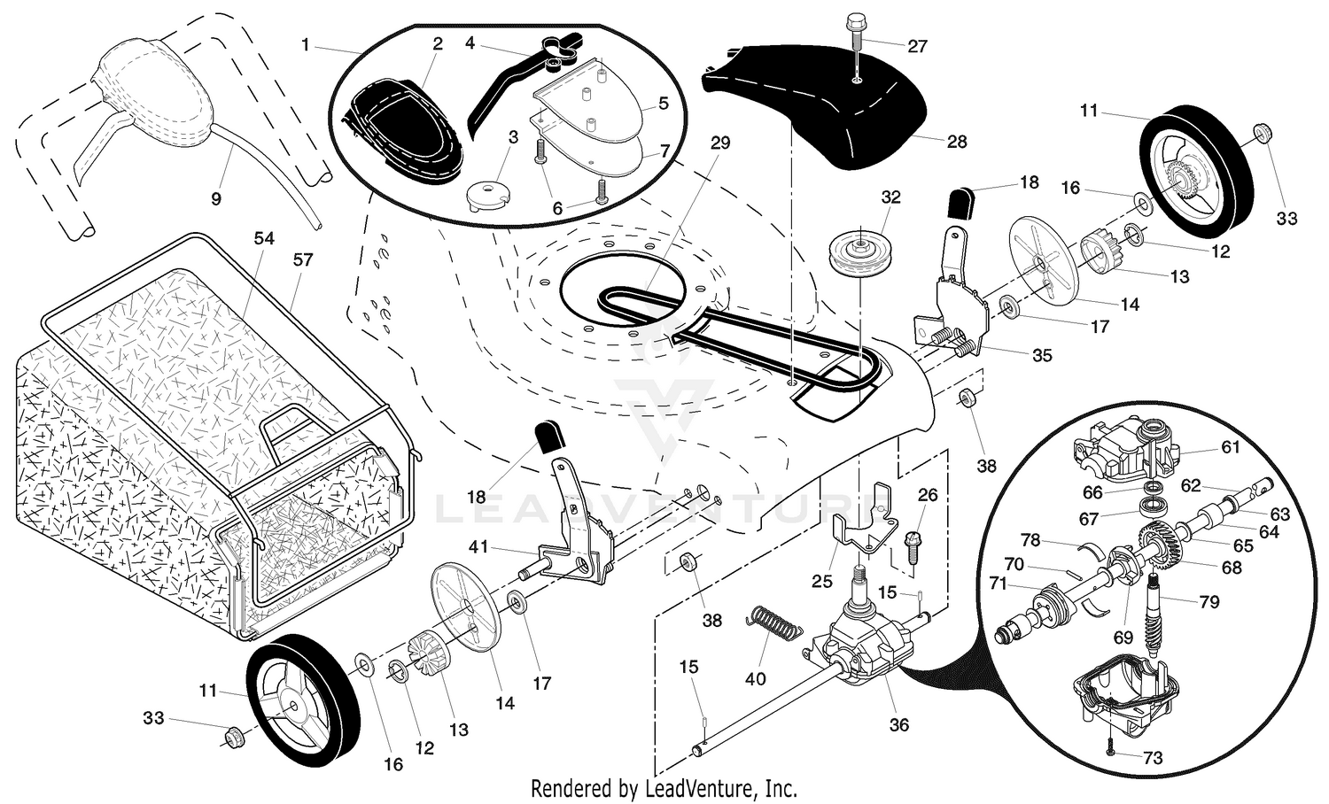 Walk Mower 67521 ES Repair Parts "B"