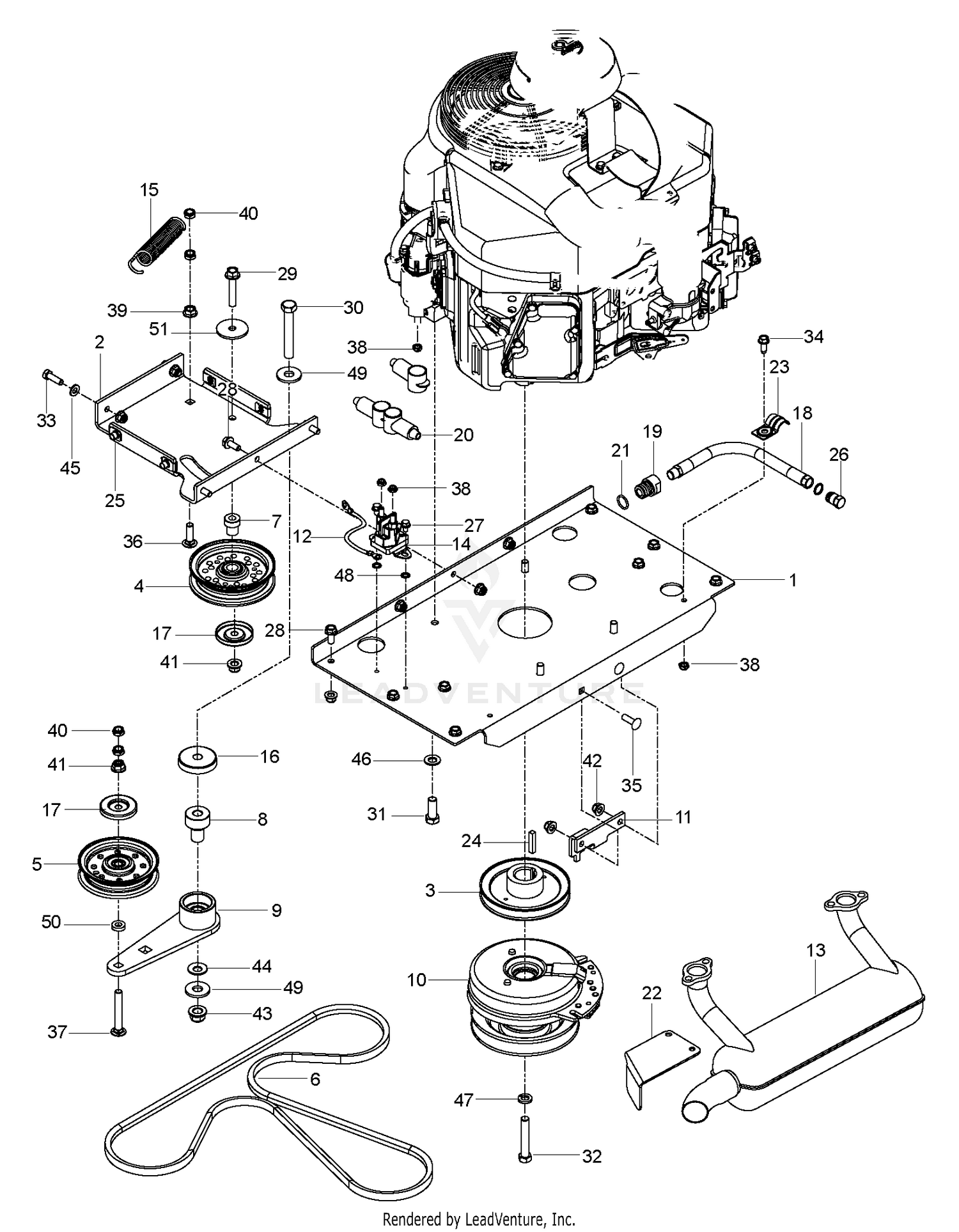 ENGINE MOUNTING, GUARDS & MUFFLER