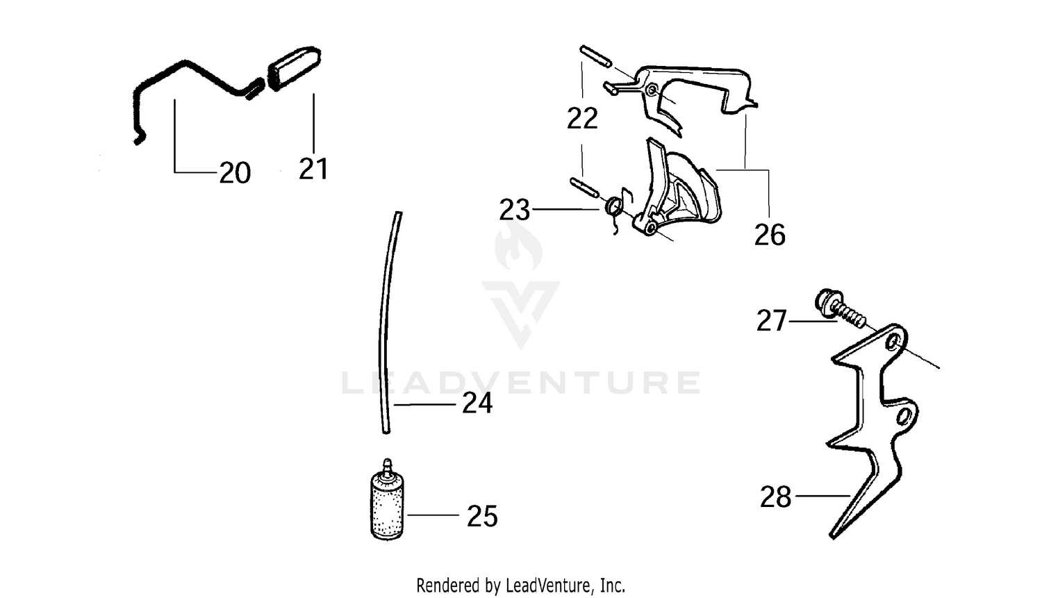 Throttle Trigger, Fuel Line/Fuel Filter & Spike