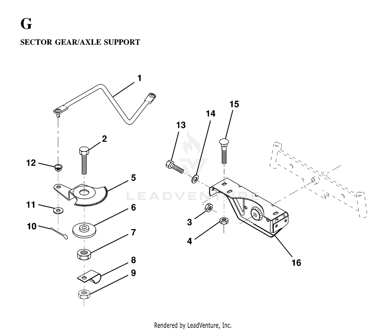 SECTOR GEAR / AXLE SUPPORT