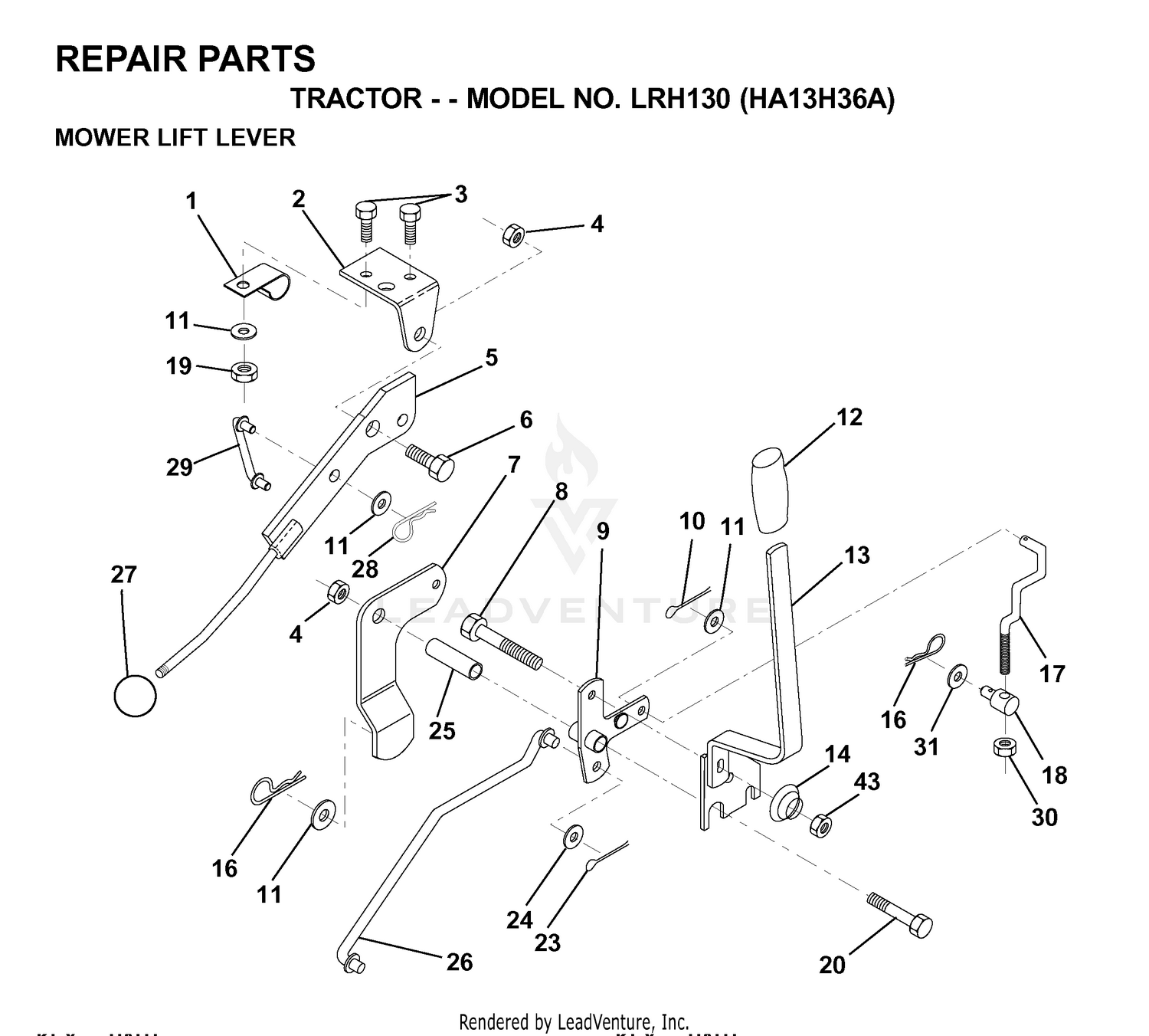 MOWER LIFT LEVER