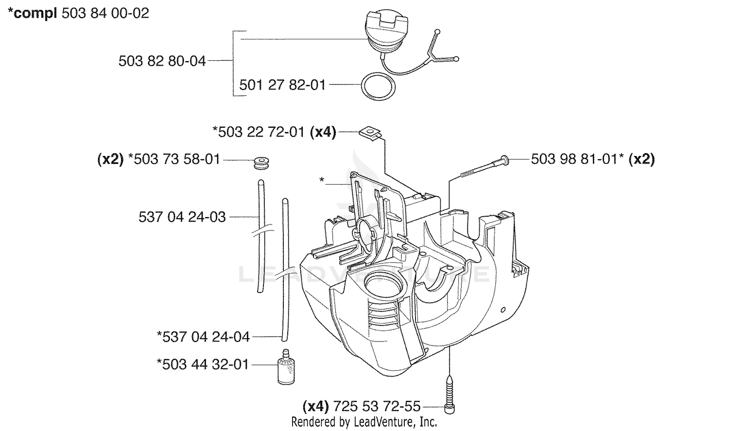 Muffler, Starter, Crankcase and Intake/Air Filter/Carb