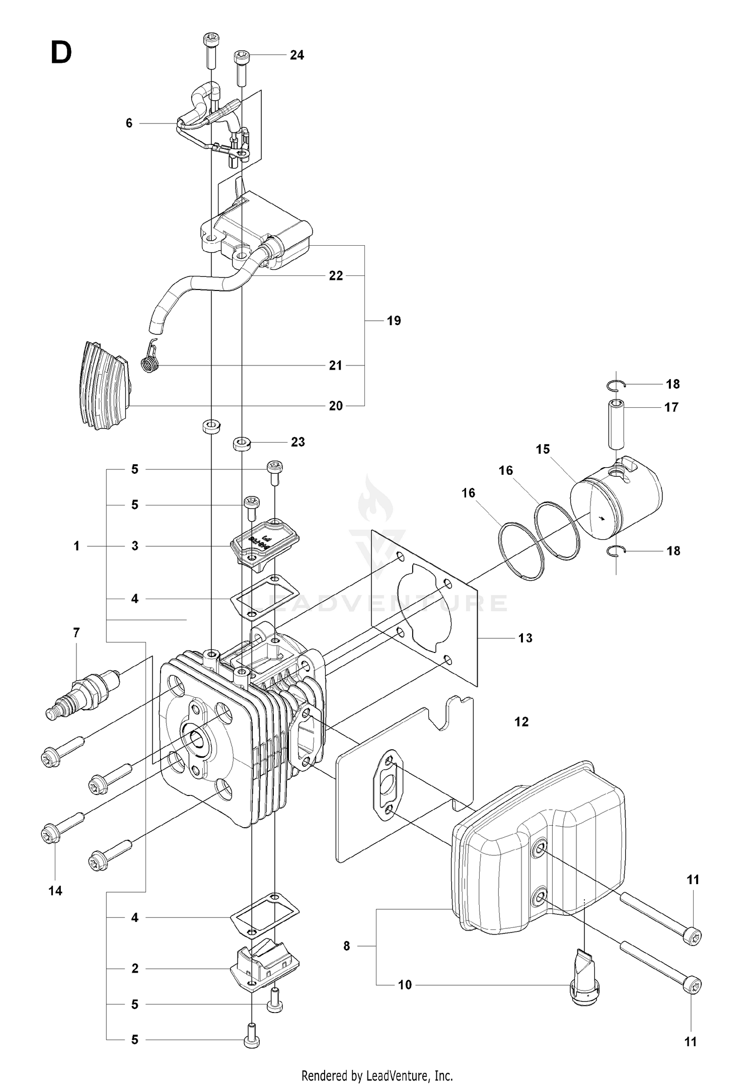 CYLINDER, PISTON & MUFFLER