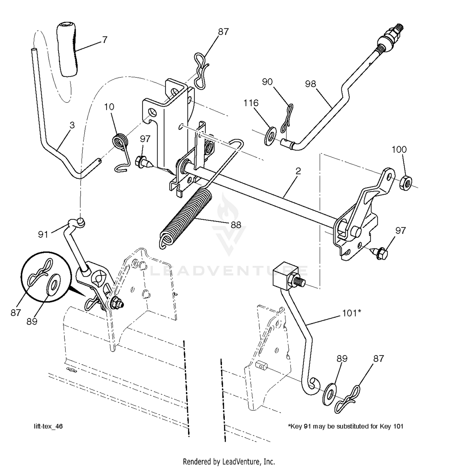 MOWER LIFT LEVER