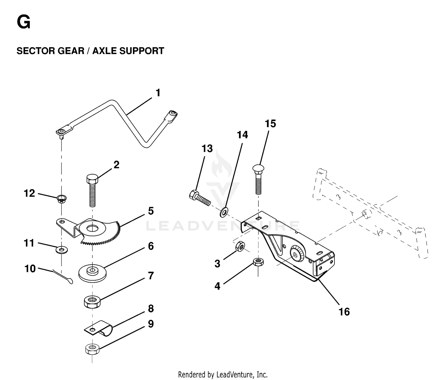 SECTOR GEAR / AXLE SUPPORT