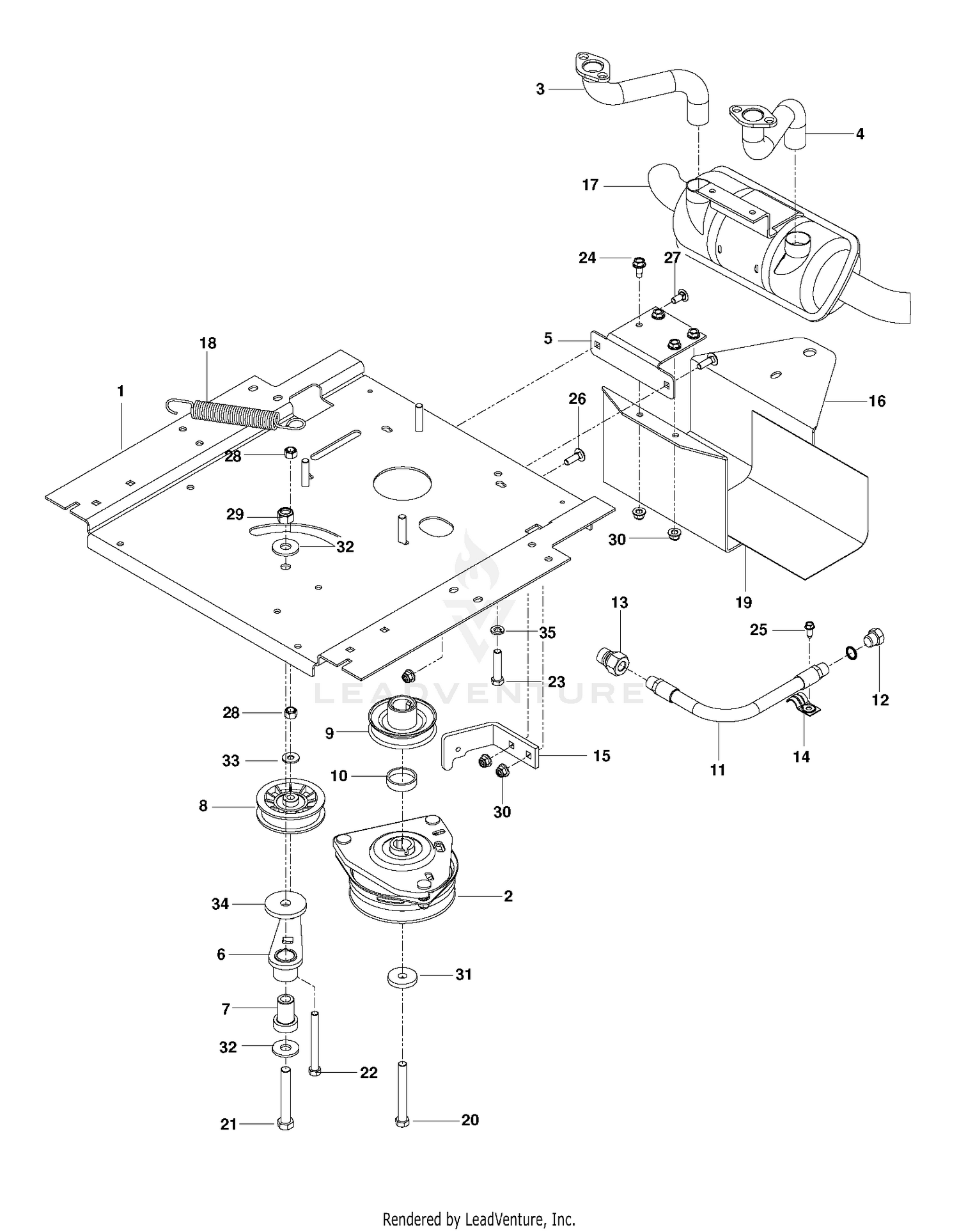 ENGINE MOUNTING, GUARDS & MUFFLER