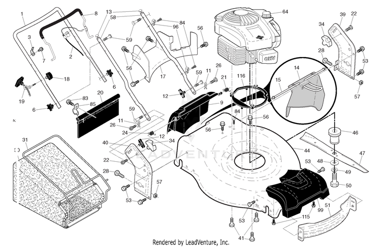 Husqvarna HU625AWD - 96145002200 (2014-12) Walk Behind Mower ...