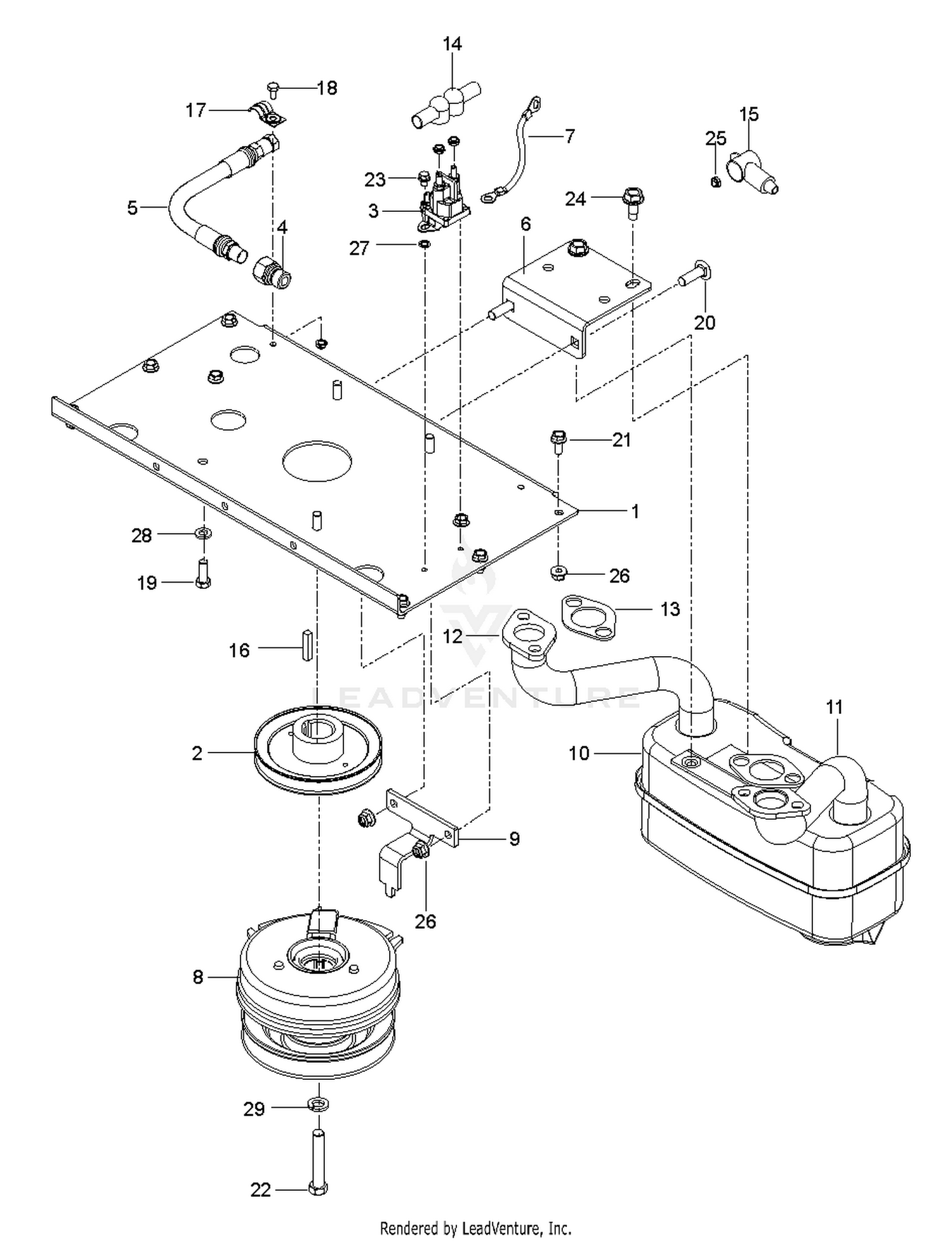 ENGINE MOUNTING, GUARDS & MUFFLER