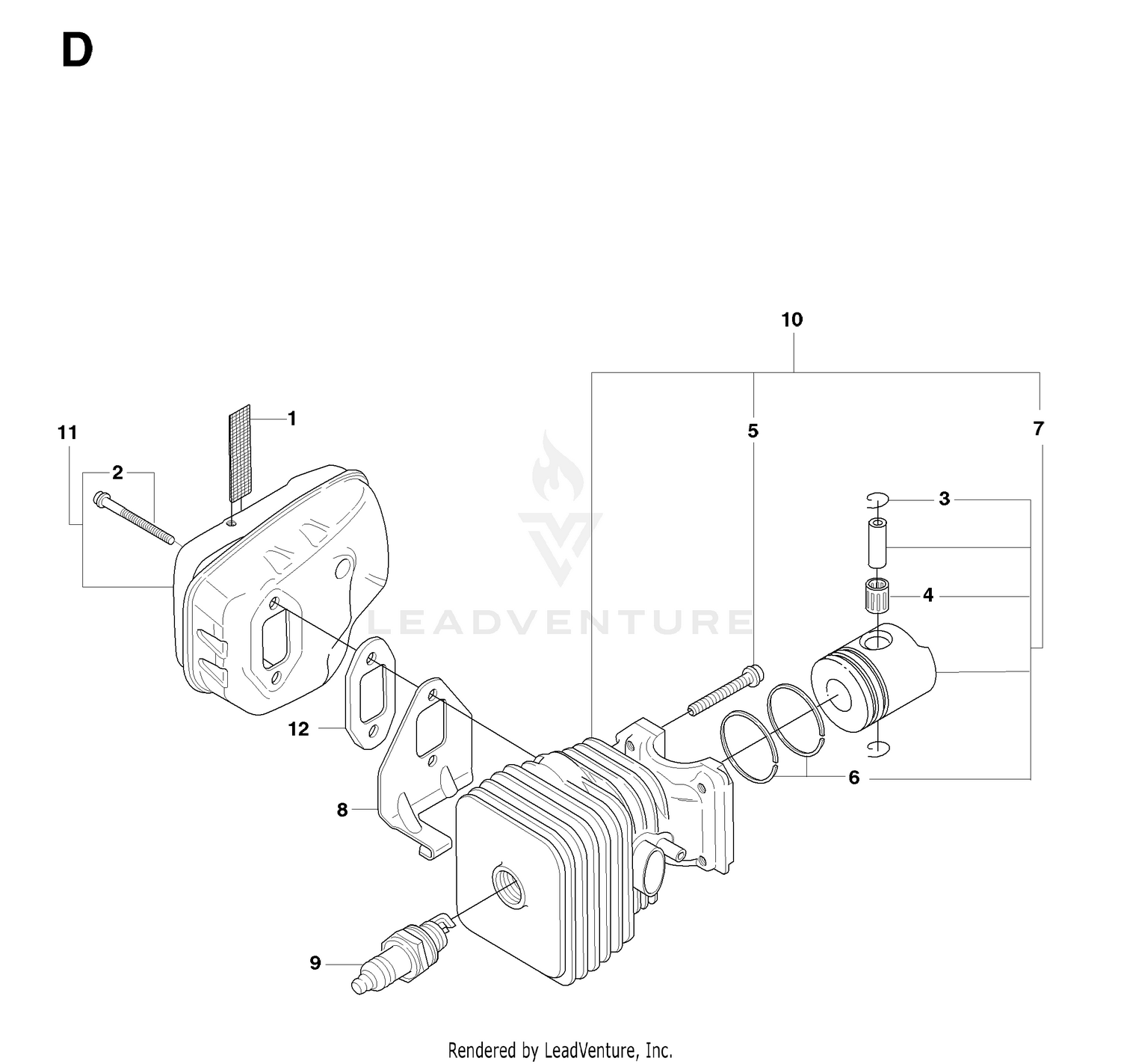 CYLINDER, PISTON & MUFFLER