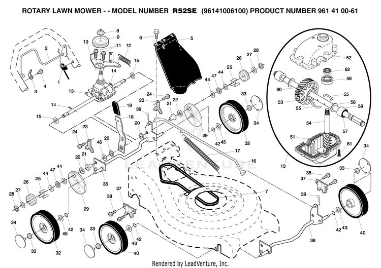 Husqvarna R52 SE - 96141006100 (2006-05) Walk Behind Mower Parts and ...