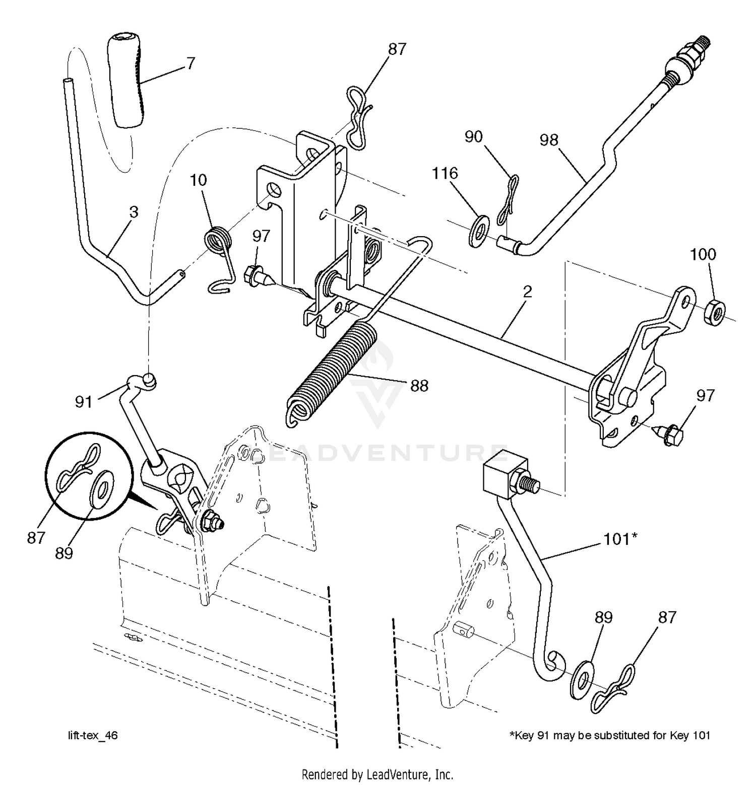 MOWER LIFT LEVER