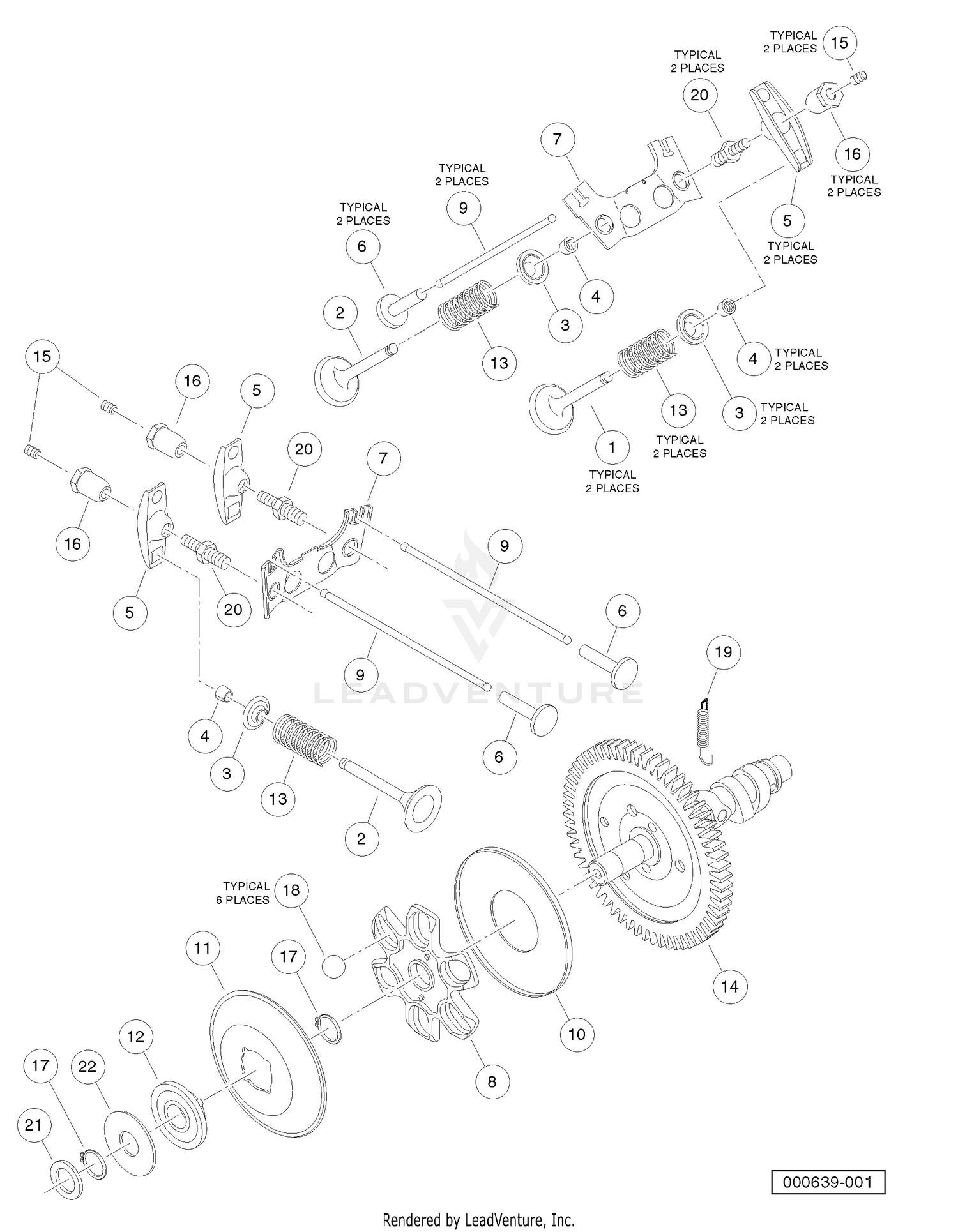 Valves and Camshaft (Kawasaki FH680D Gasoline Engine)