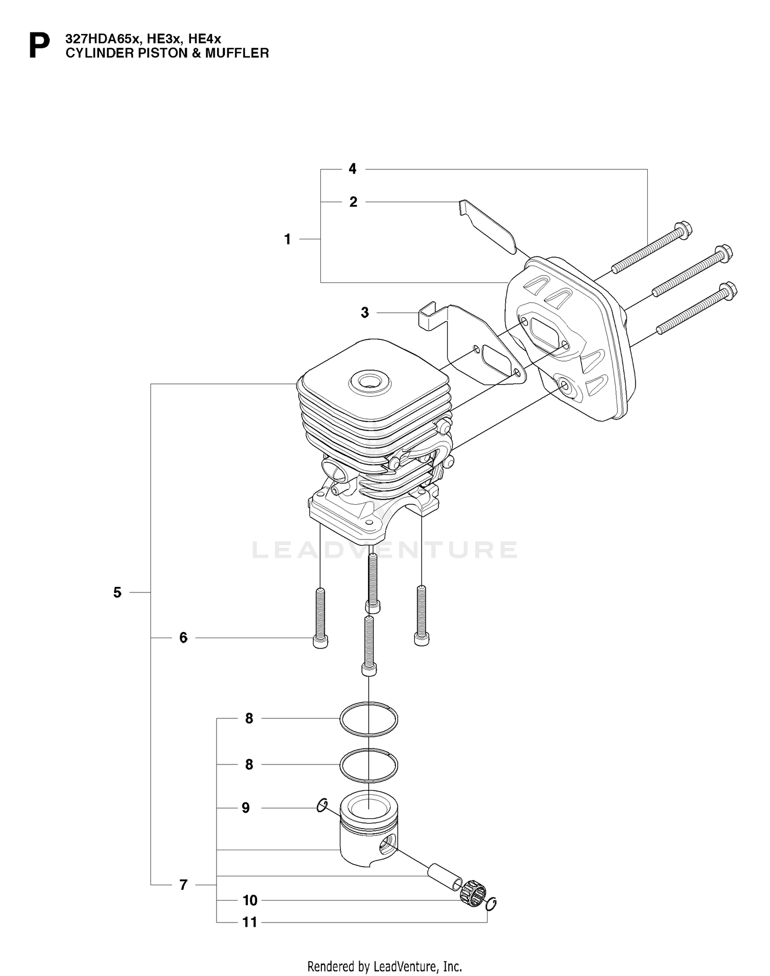 CYLINDER, PISTON & MUFFLER