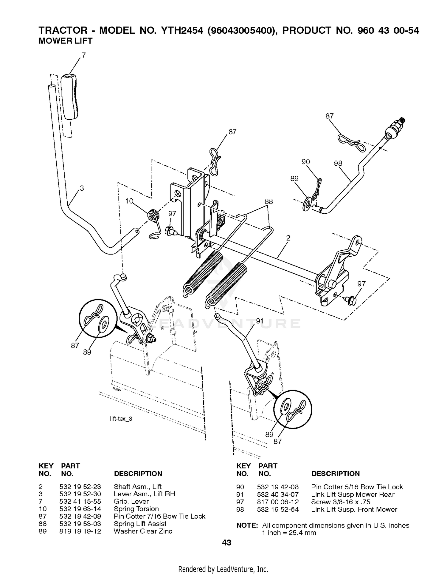 MOWER LIFT / DECK LIFT