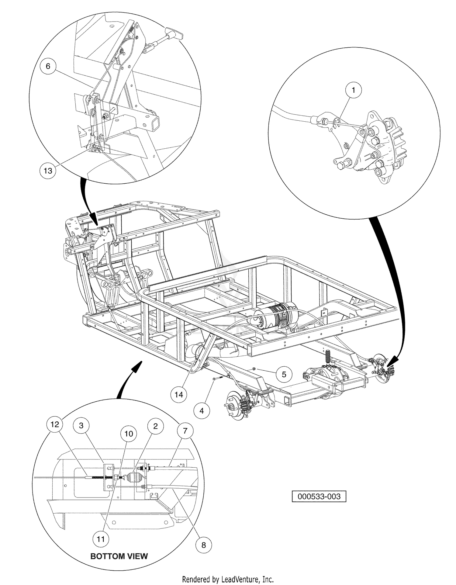 Park Brake Assembly with Bellcrank System