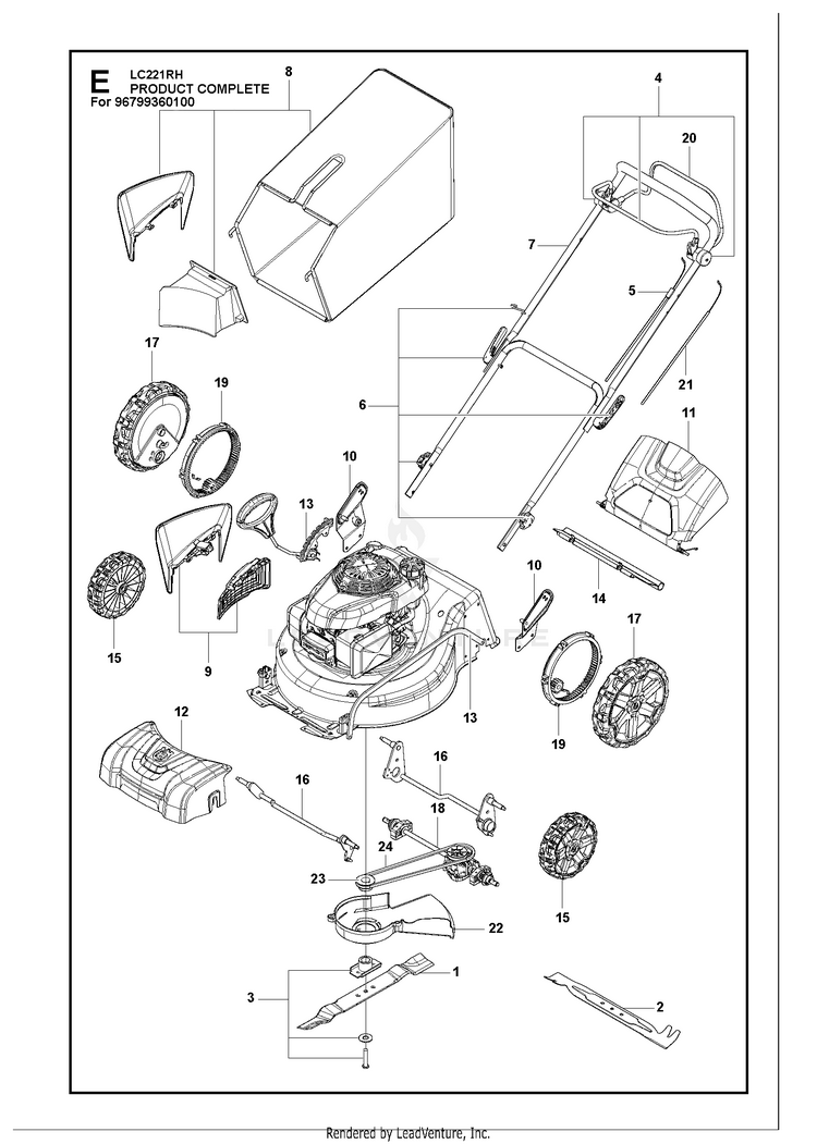 Husqvarna LC 221RH (96799360100) Walk Behind Mower Partswarehouse