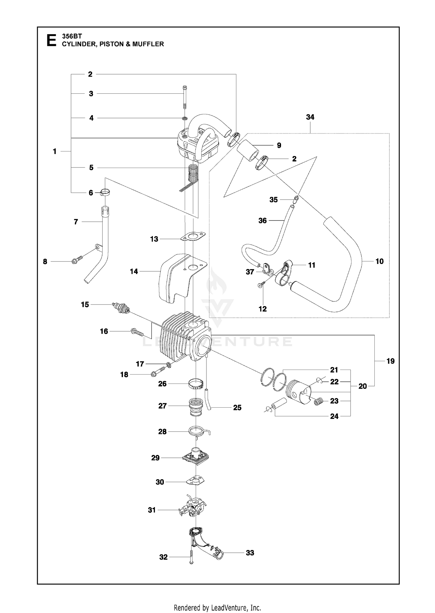 CYLINDER, PISTON & MUFFLER