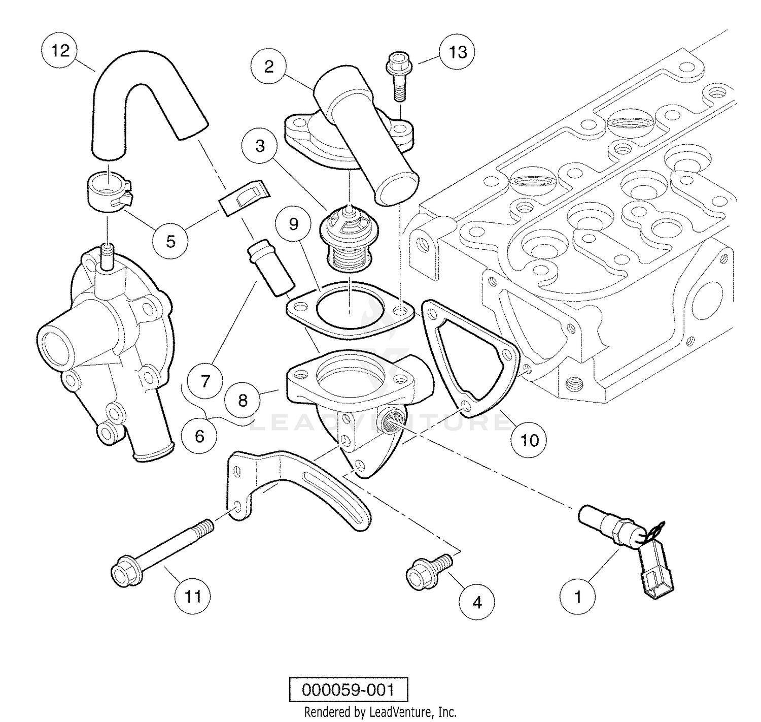 Water Flange and Thermostat