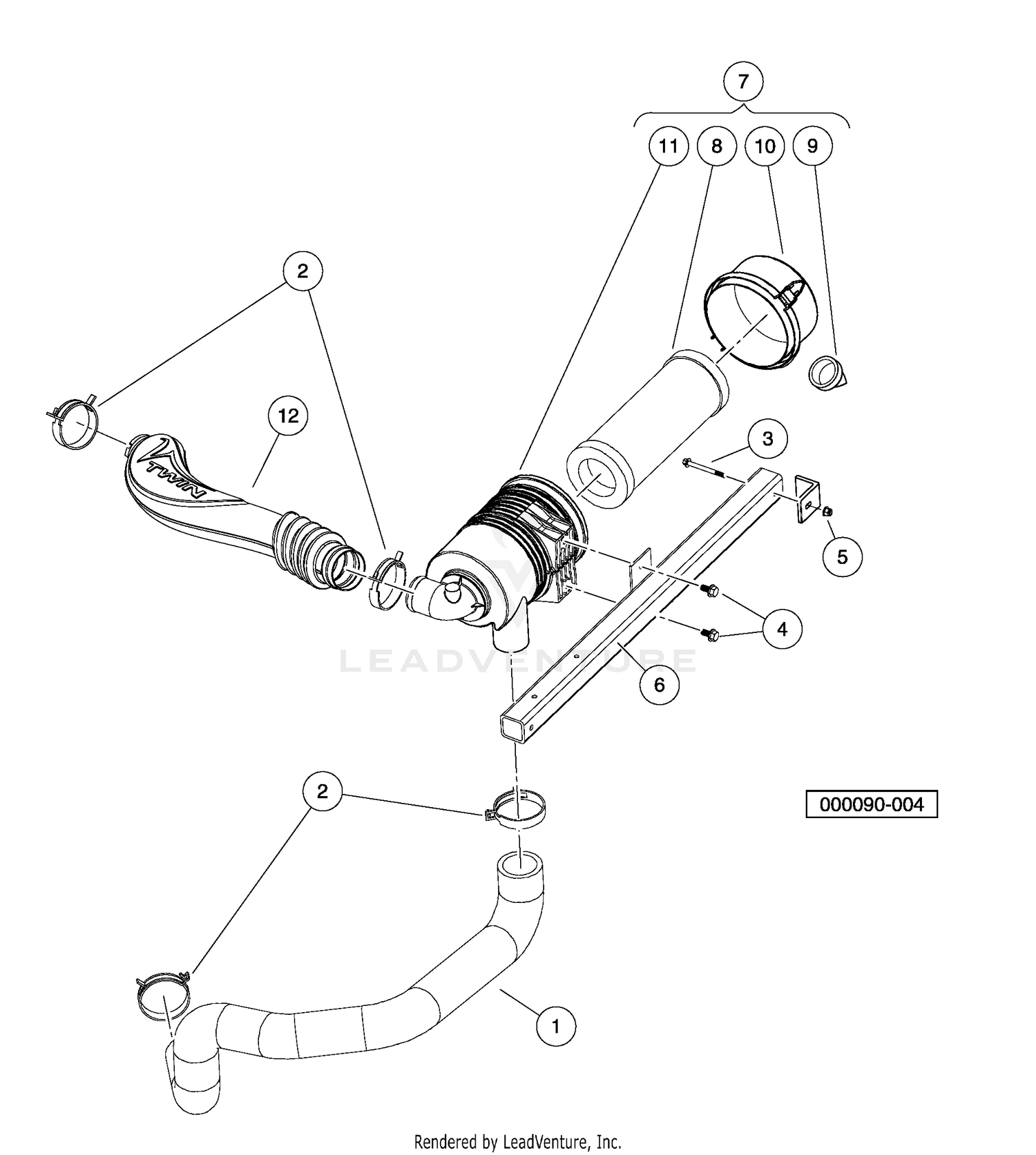 Intake Duct and Air Box Assembly - Kawasaki Gasoline Vehicles