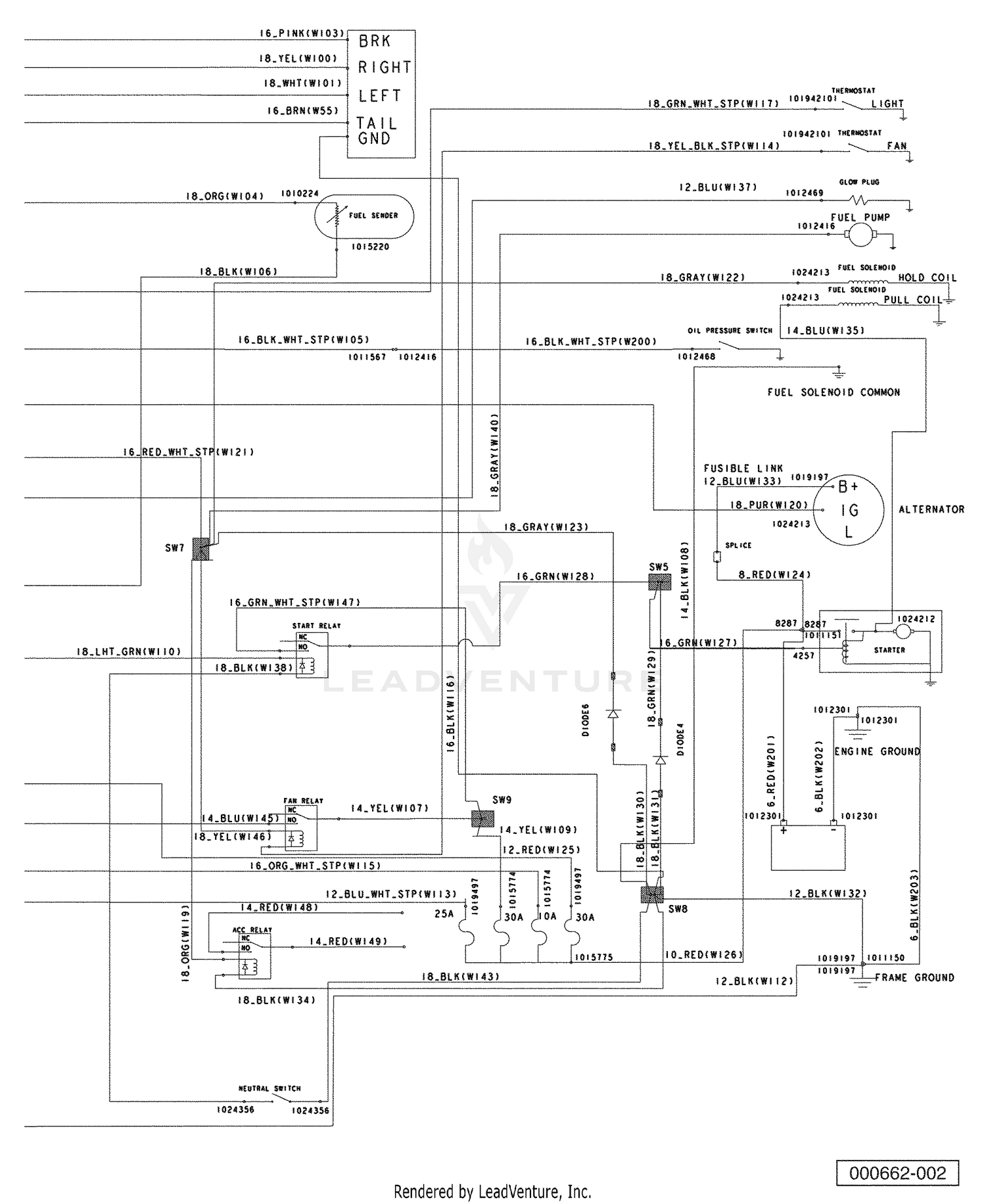 Wiring - Diesel Vehicles, Single Piece