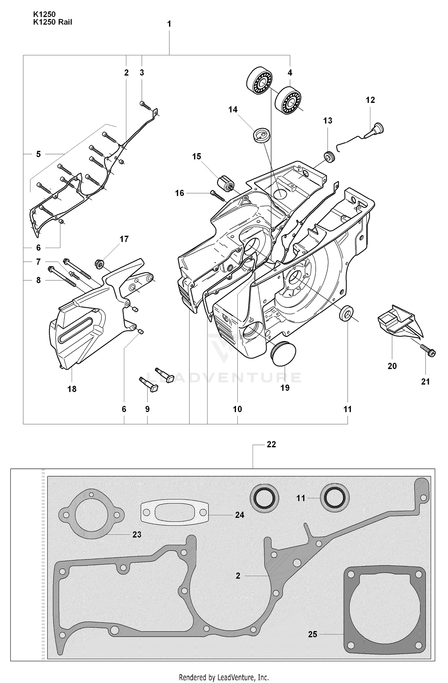 Crankcase / Cutter Arm / Air Nozzle and Gasket Kit