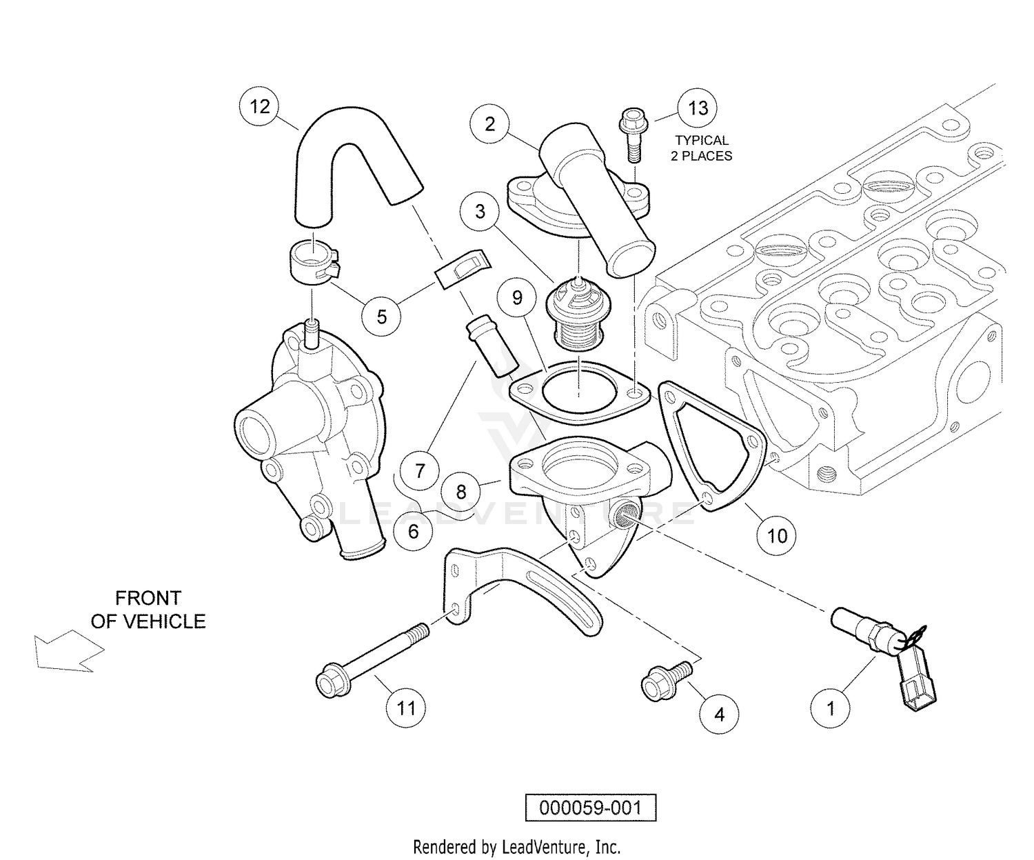 Water Flange and Thermostat