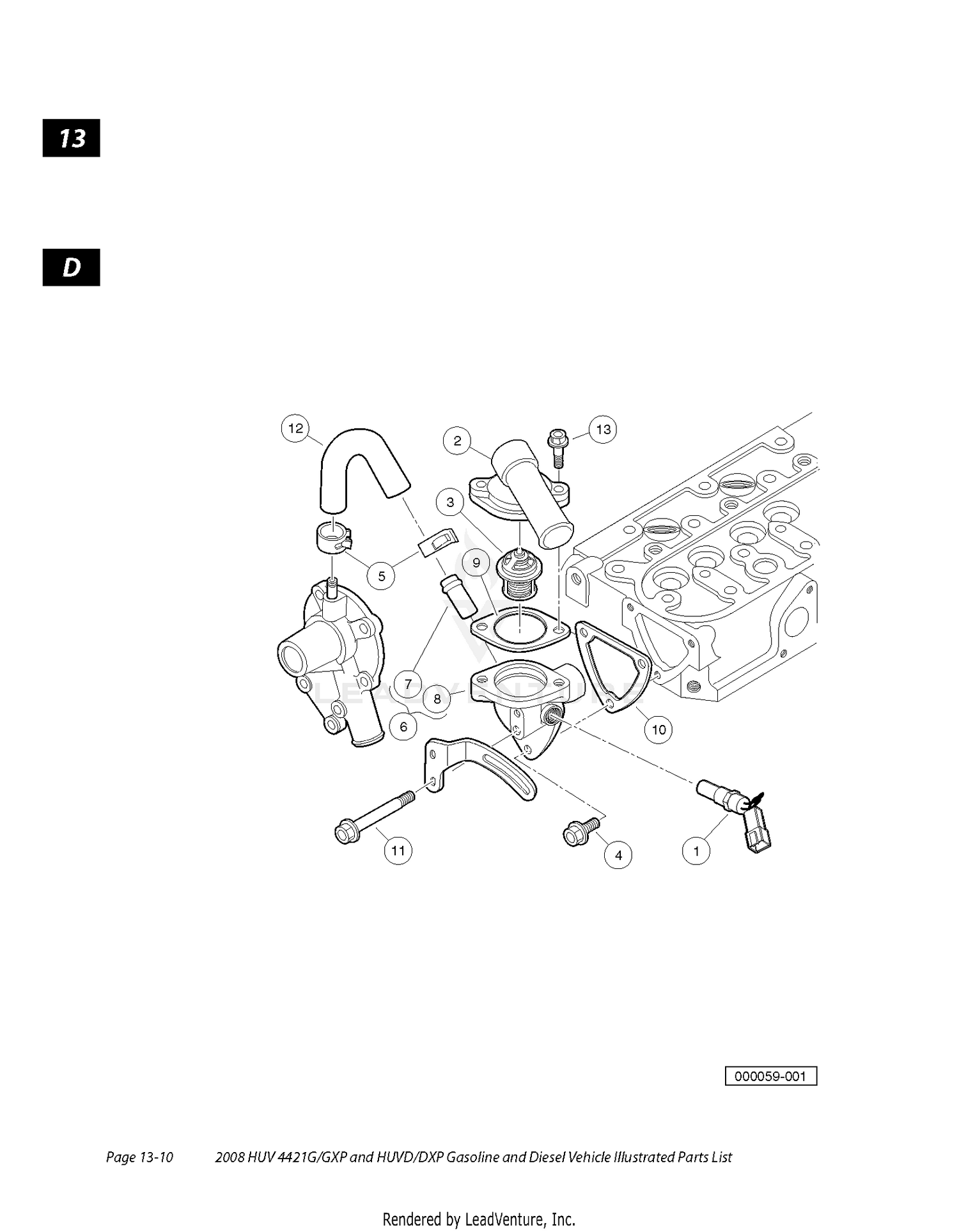 WATER FLANGE & THERMOSTAT