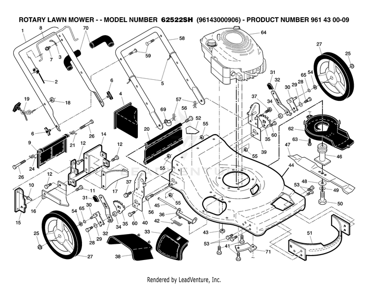 Husqvarna 6522 SH - 96143000906 (2007-05) Walk Behind Mower ...