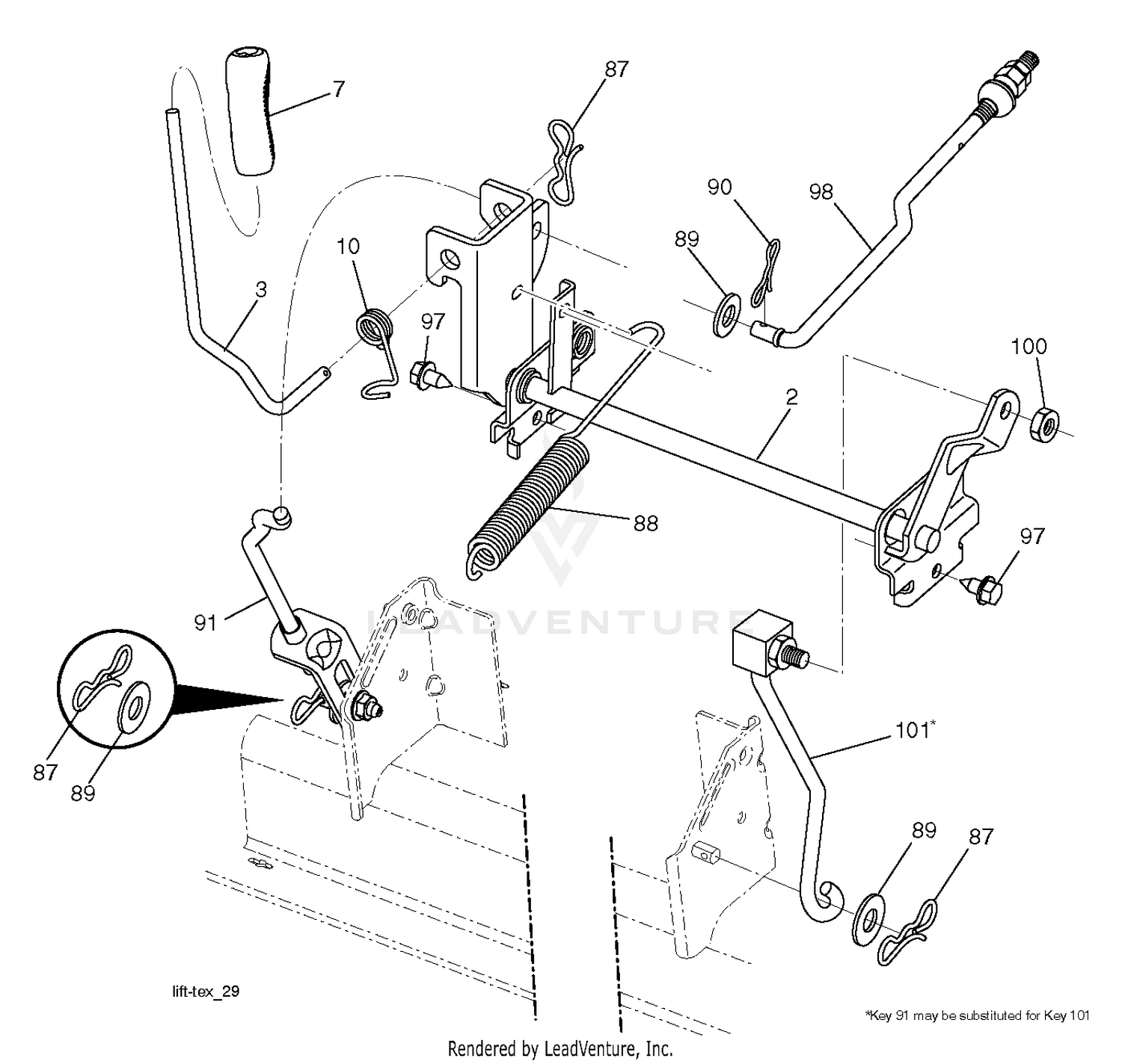 MOWER LIFT LEVER