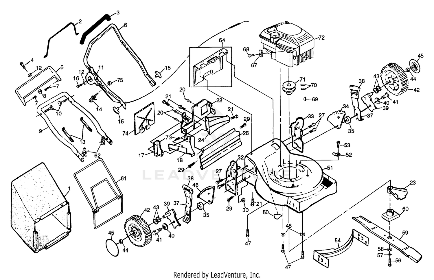 Rotary Lawn Mower - Model No. 56 sfe (H56sfef) - View A