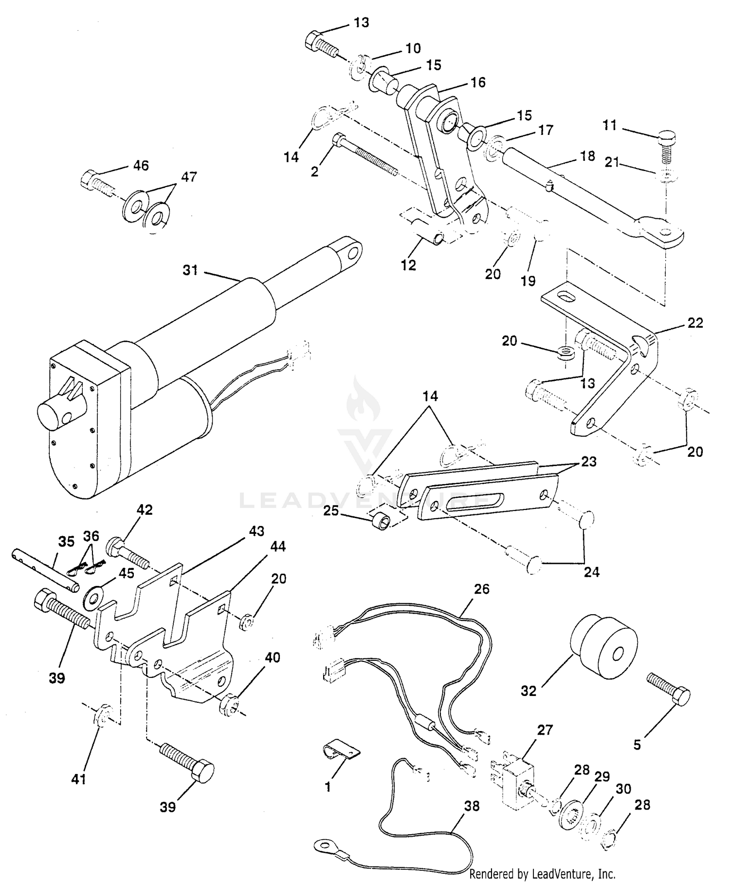 Electric Actuator - Hydrostatic Drive, Vertical Engine Type Tractor