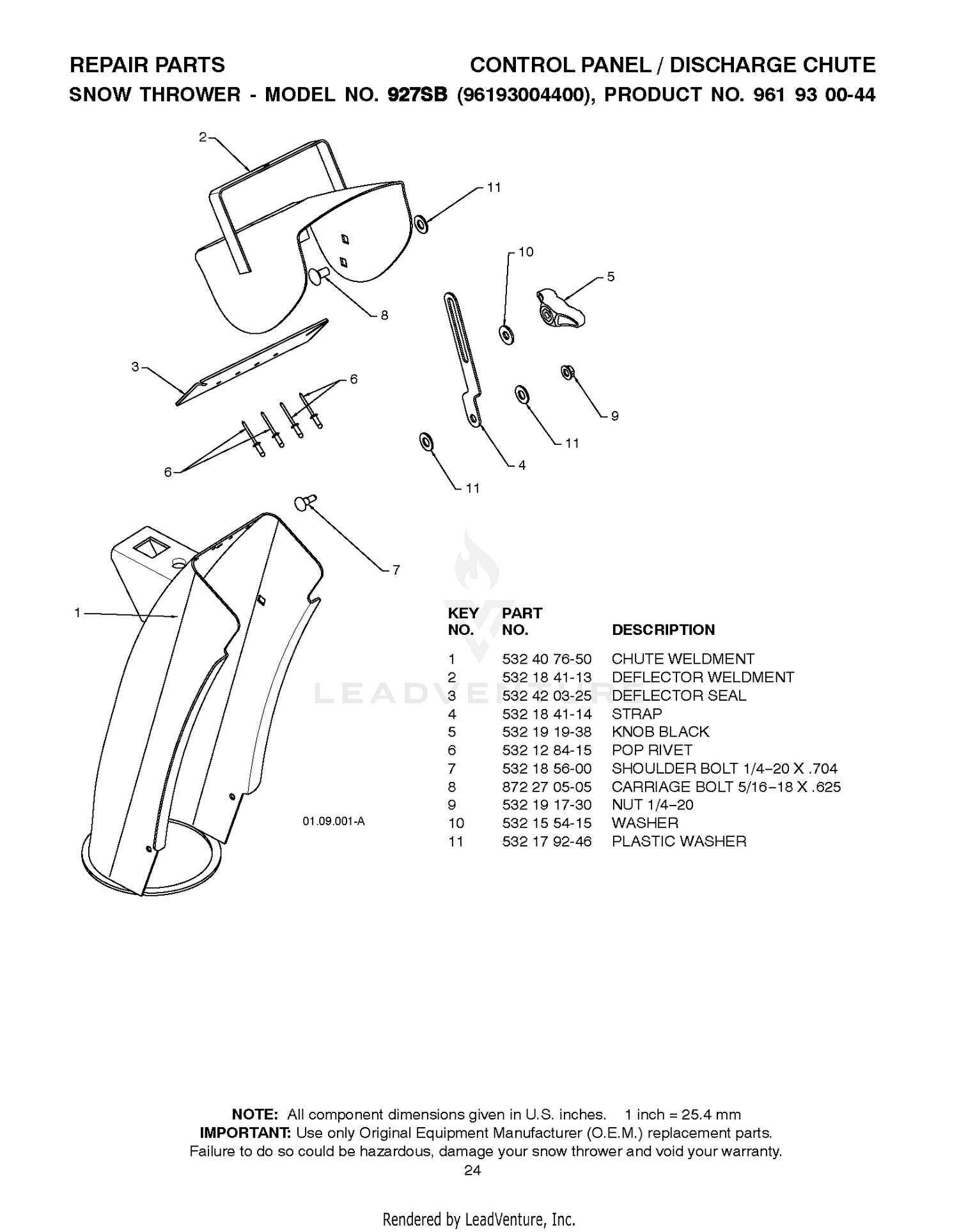 CONTROL PANEL & DISCHARGE CHUTE