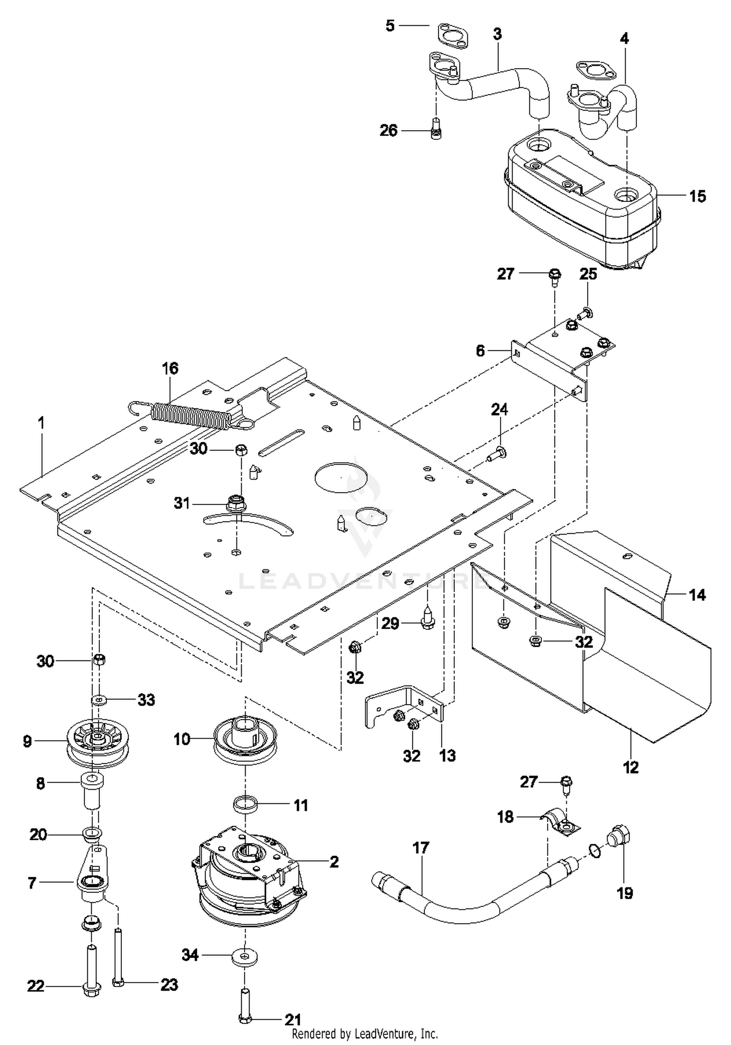ENGINE MOUNTING, GUARDS & MUFFLER